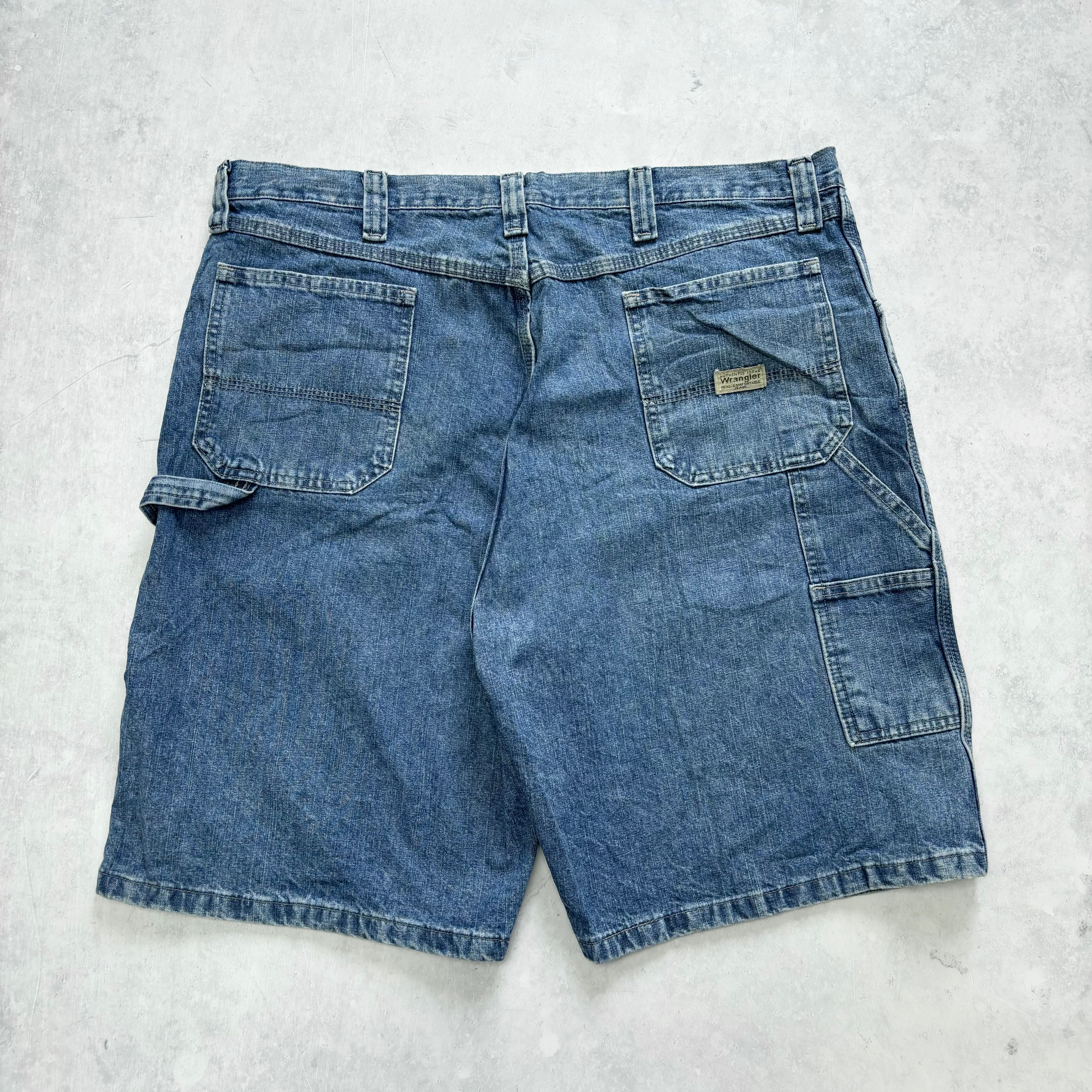 Vintage Wrangler Jorts W40 Mens Denim Shorts Mid Blue Baggy Relaxed Carpenter