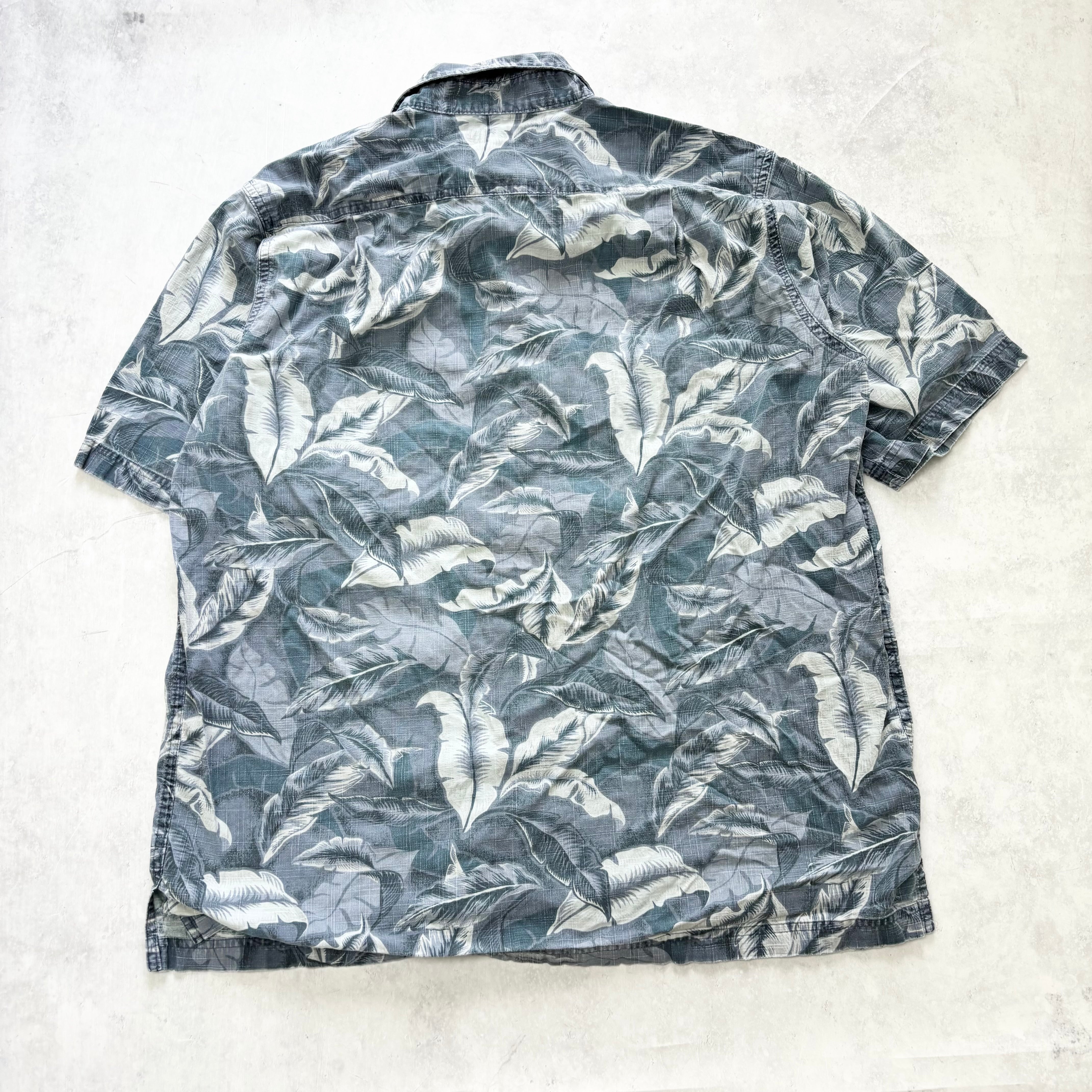 Hawaiian Shirt Mens Large Blue Floral Aloha Short Sleeve Cotton