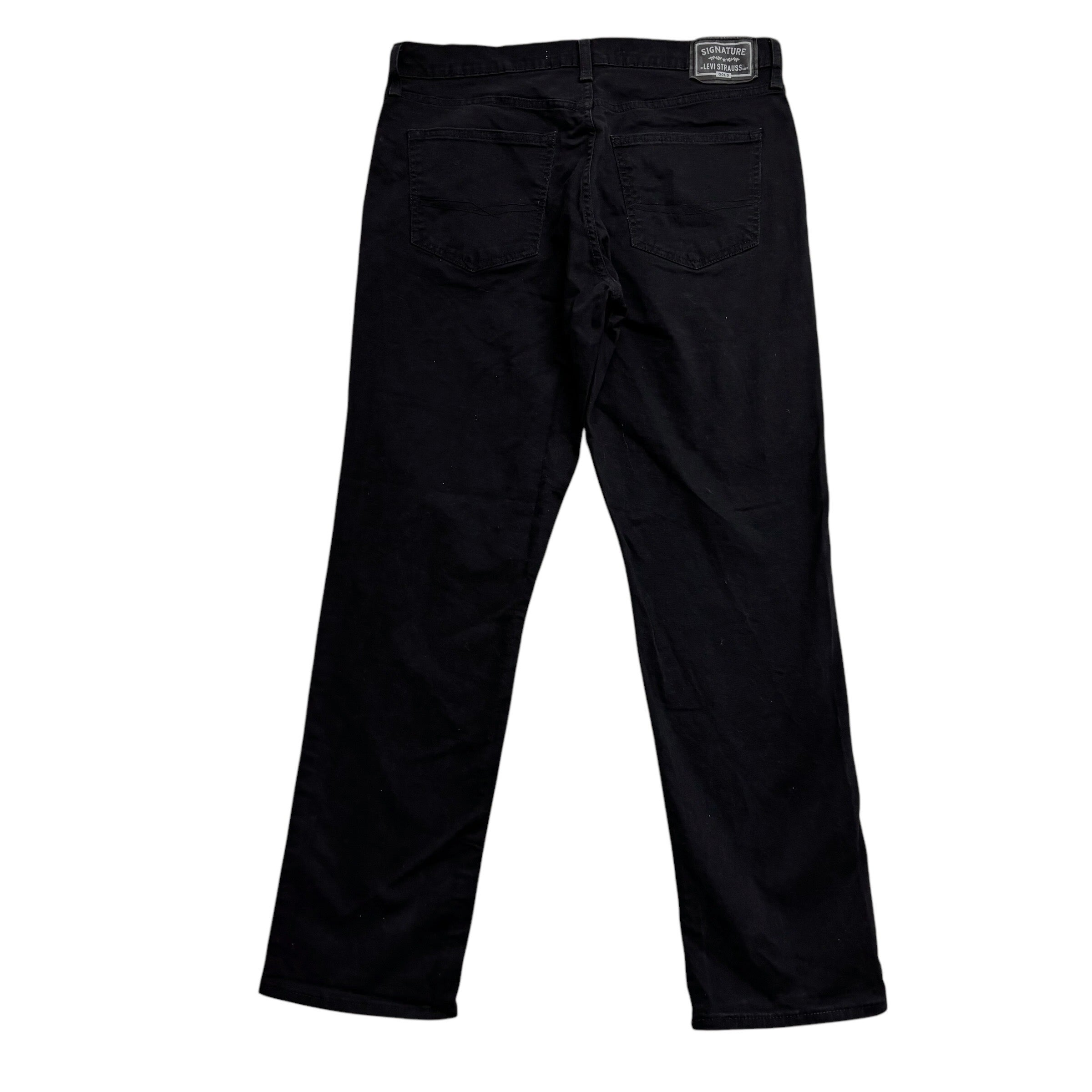 Levis Signature Trousers W34 L32 Mens Black Athletic Fit Stretch Pants (E)