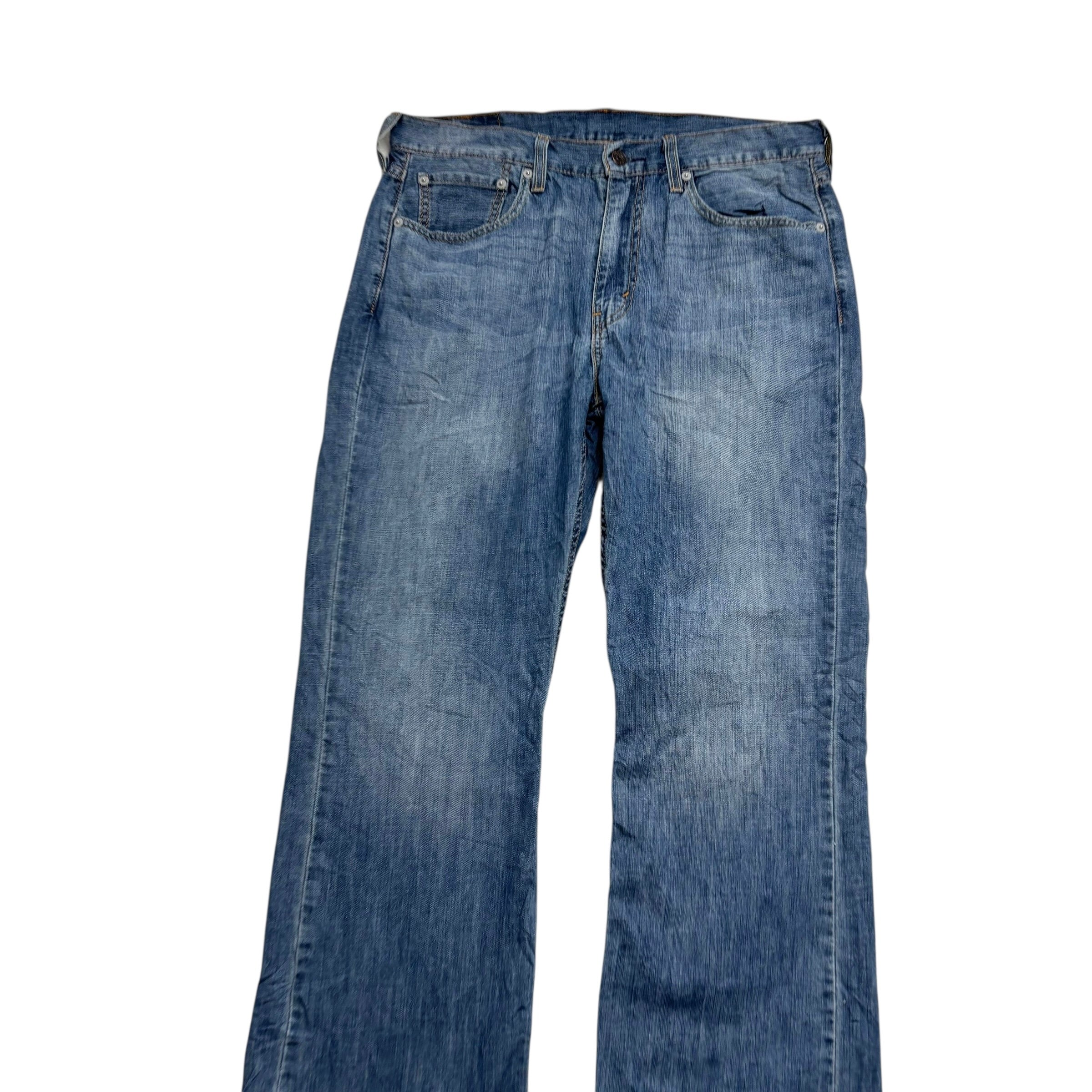 Levis 527 Jeans W33 L32 Mens Mid Blue Slim Bootcut Fit Denim (E)