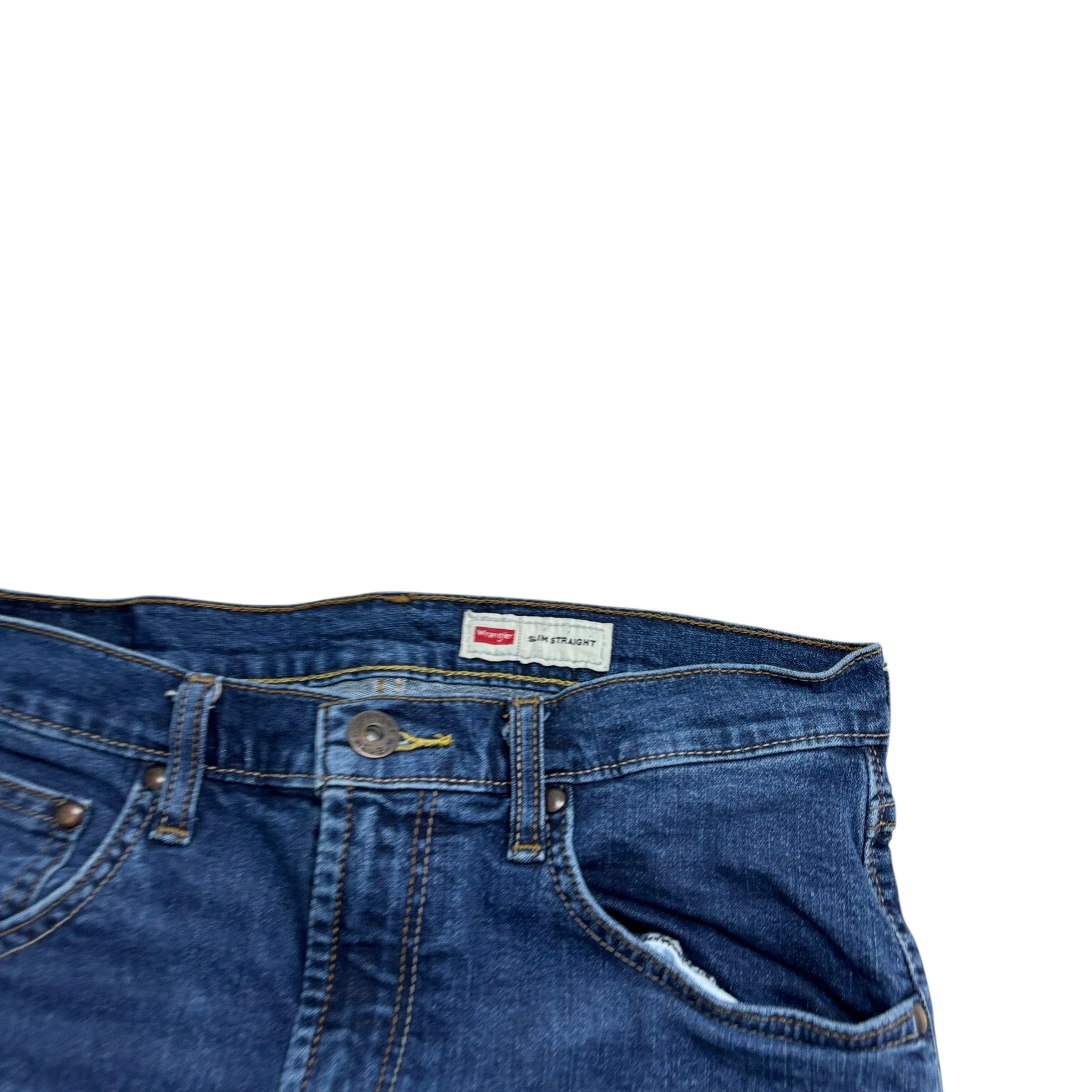 Wrangler Jeans W30 L32 Mens Dark Blue Slim Straight Fit Stretch Denim (E)