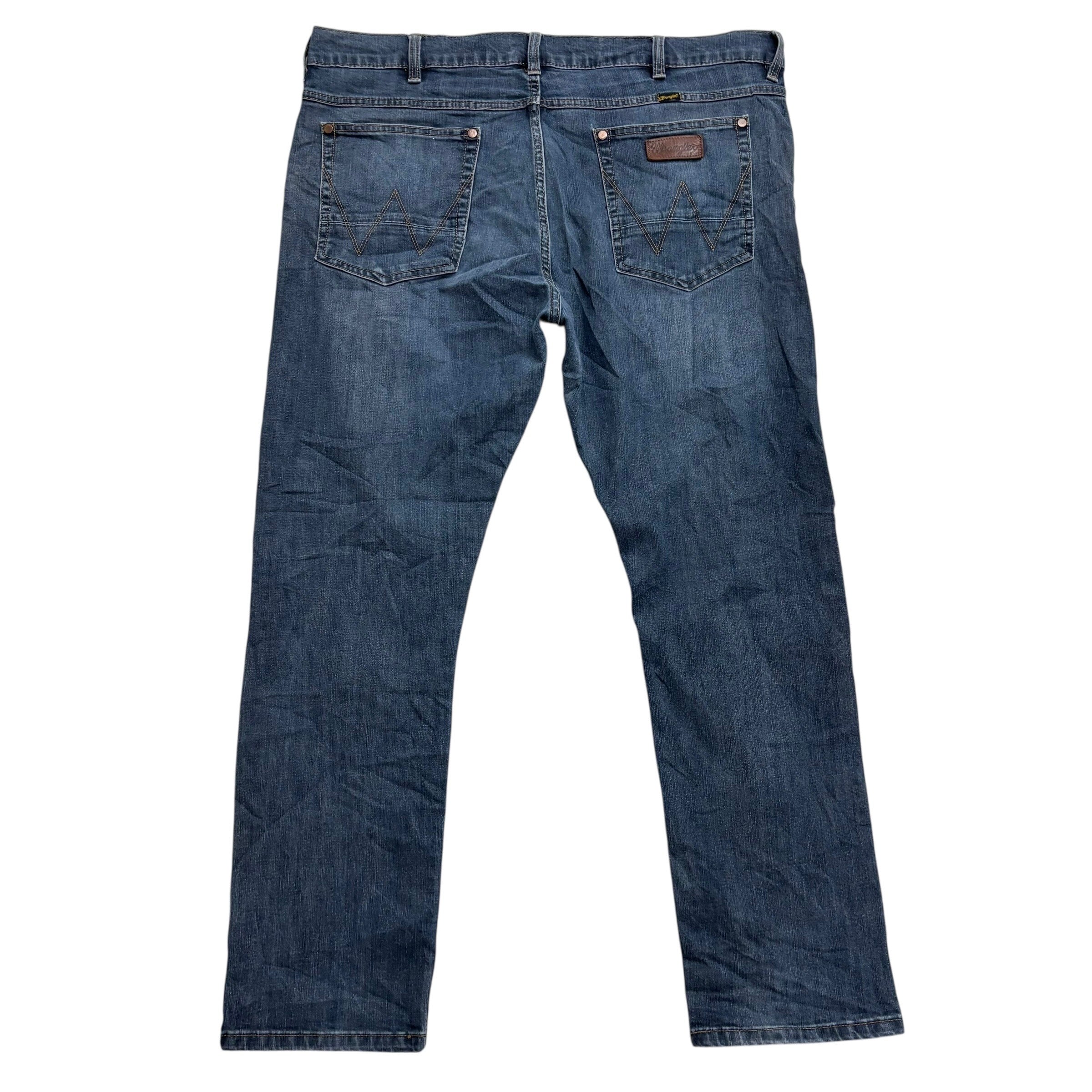 Wrangler Jeans W40 L30 Mens Mid Blue Slim Straight Fit Stretch Denim