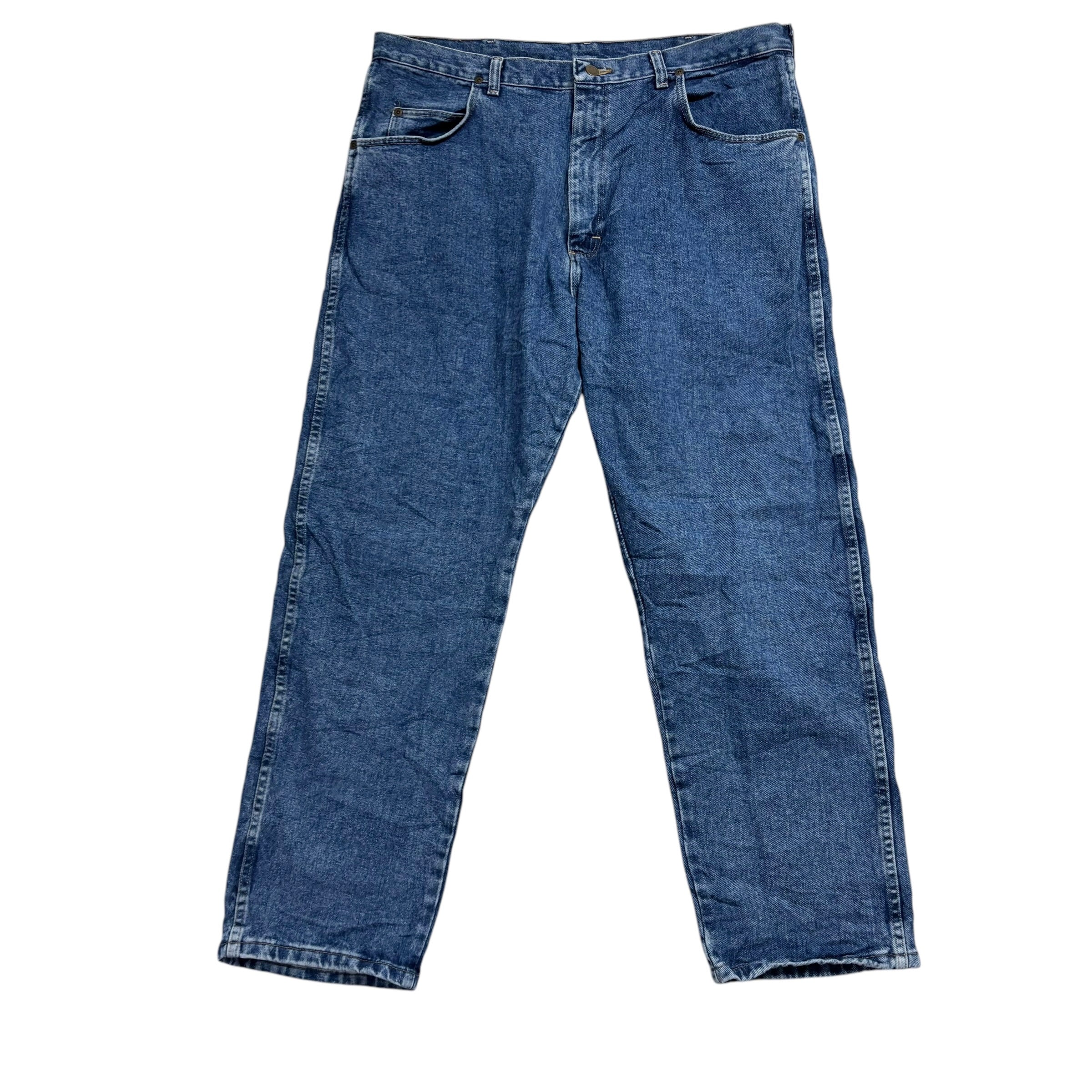Wrangler Jeans W40 L30 Mens Mid Blue Relaxed Straight Fit Vintage Denim (E)