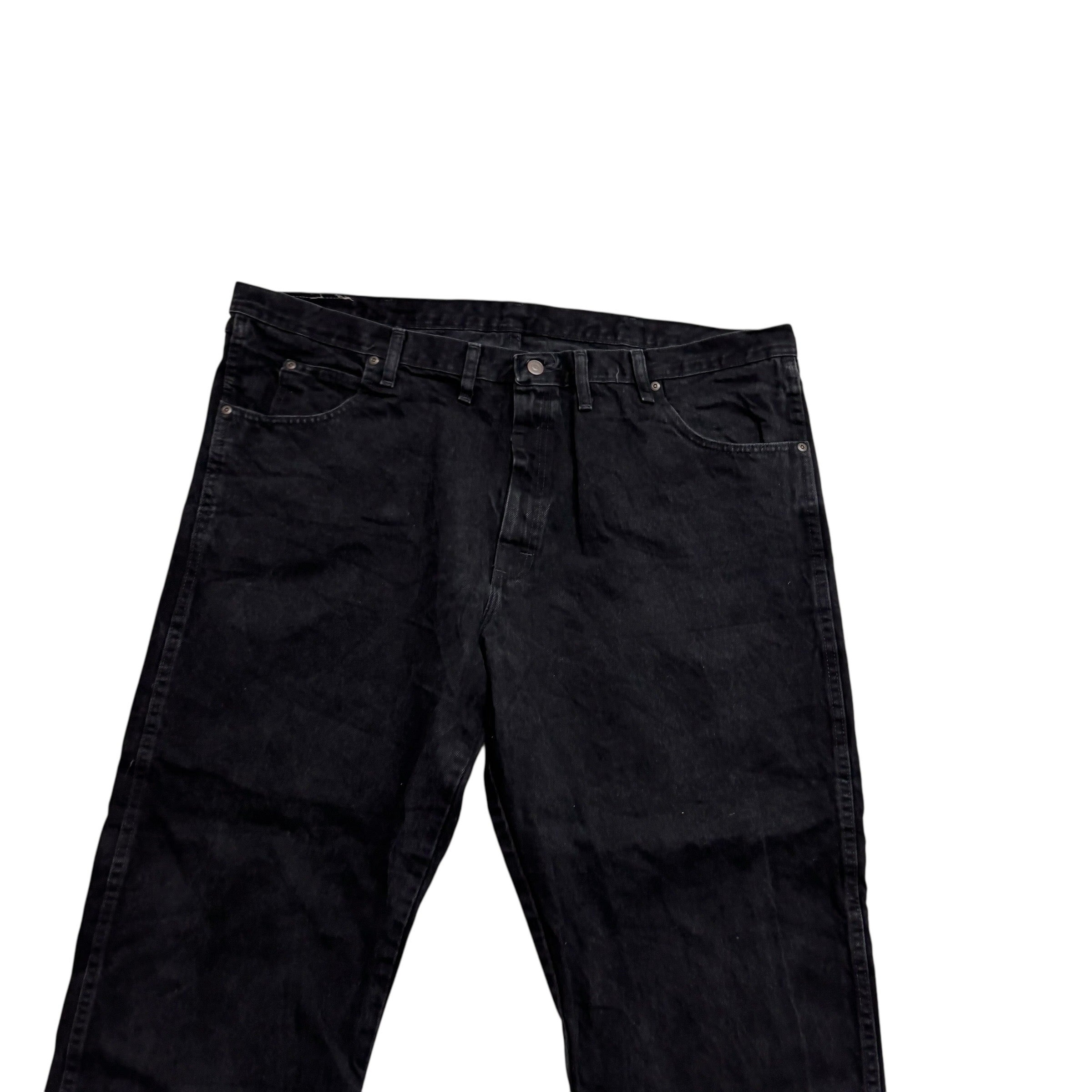Wrangler Jeans W46 L28 Mens Black Regular Straight Fit Vintage Denim (E)