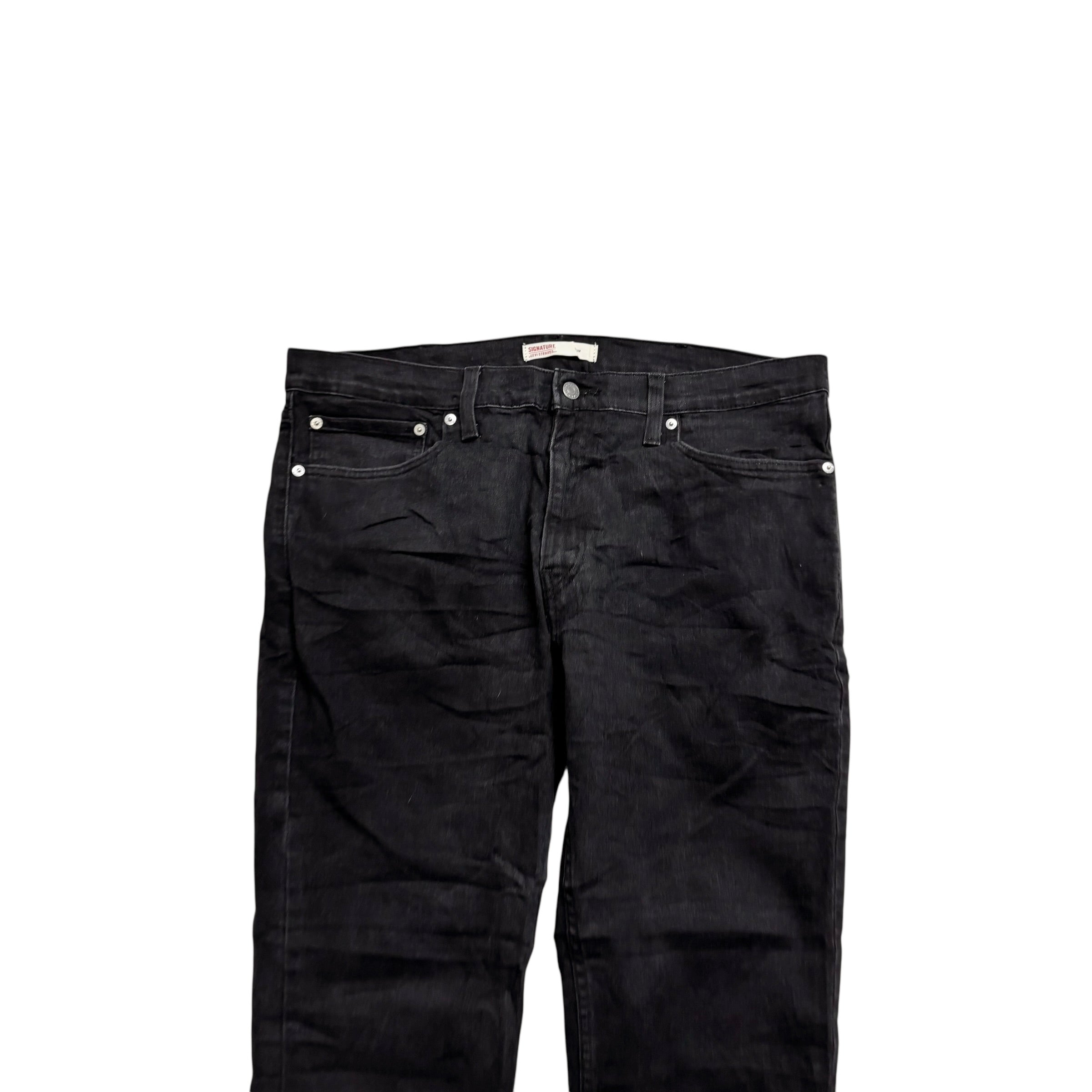 Levis Signature Jeans W38 L30 Mens Black Slim Fit Stretch Denim (E)