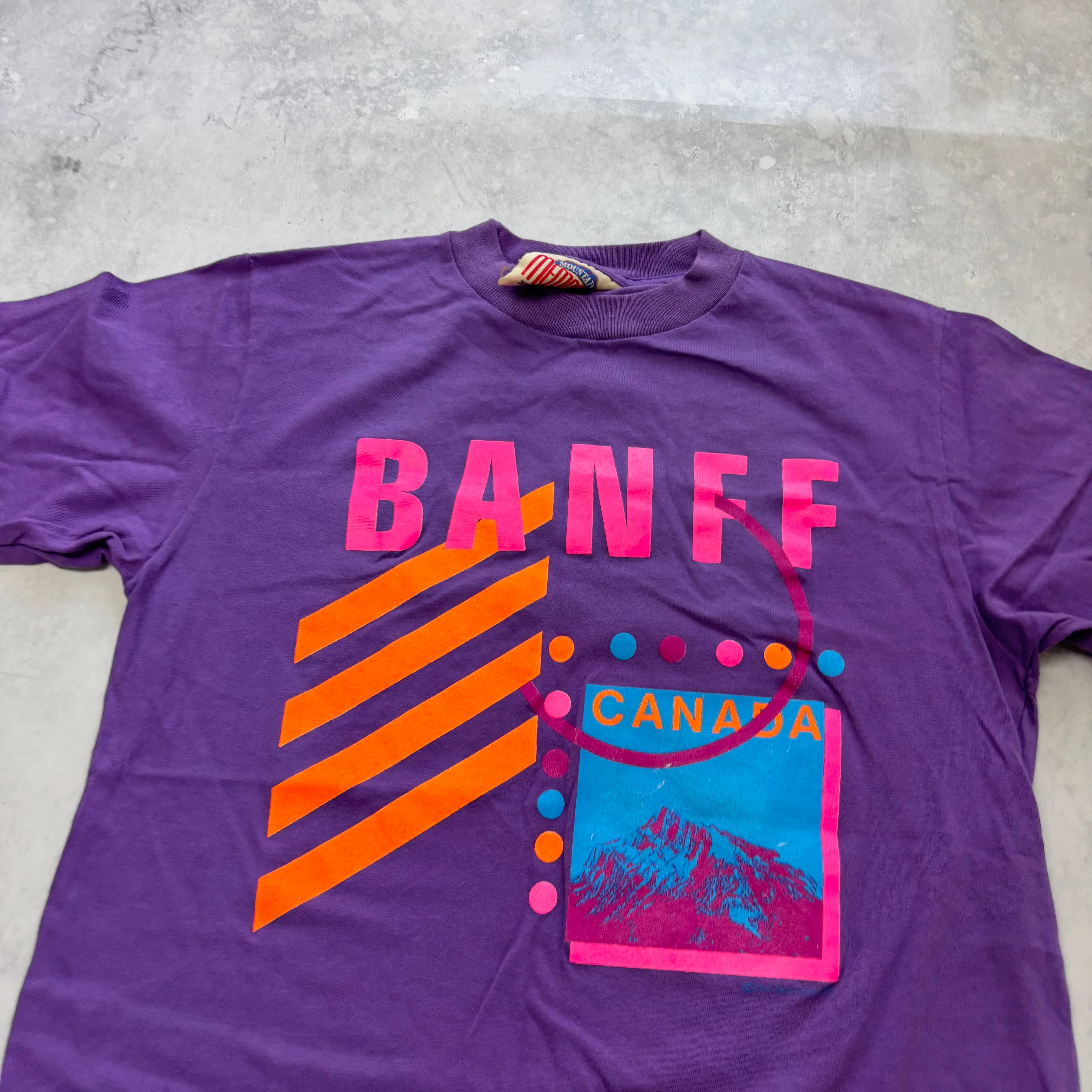 Vintage T Shirt Mens Medium Purple Single Stitch Graphic Print 90s Tourist (E)