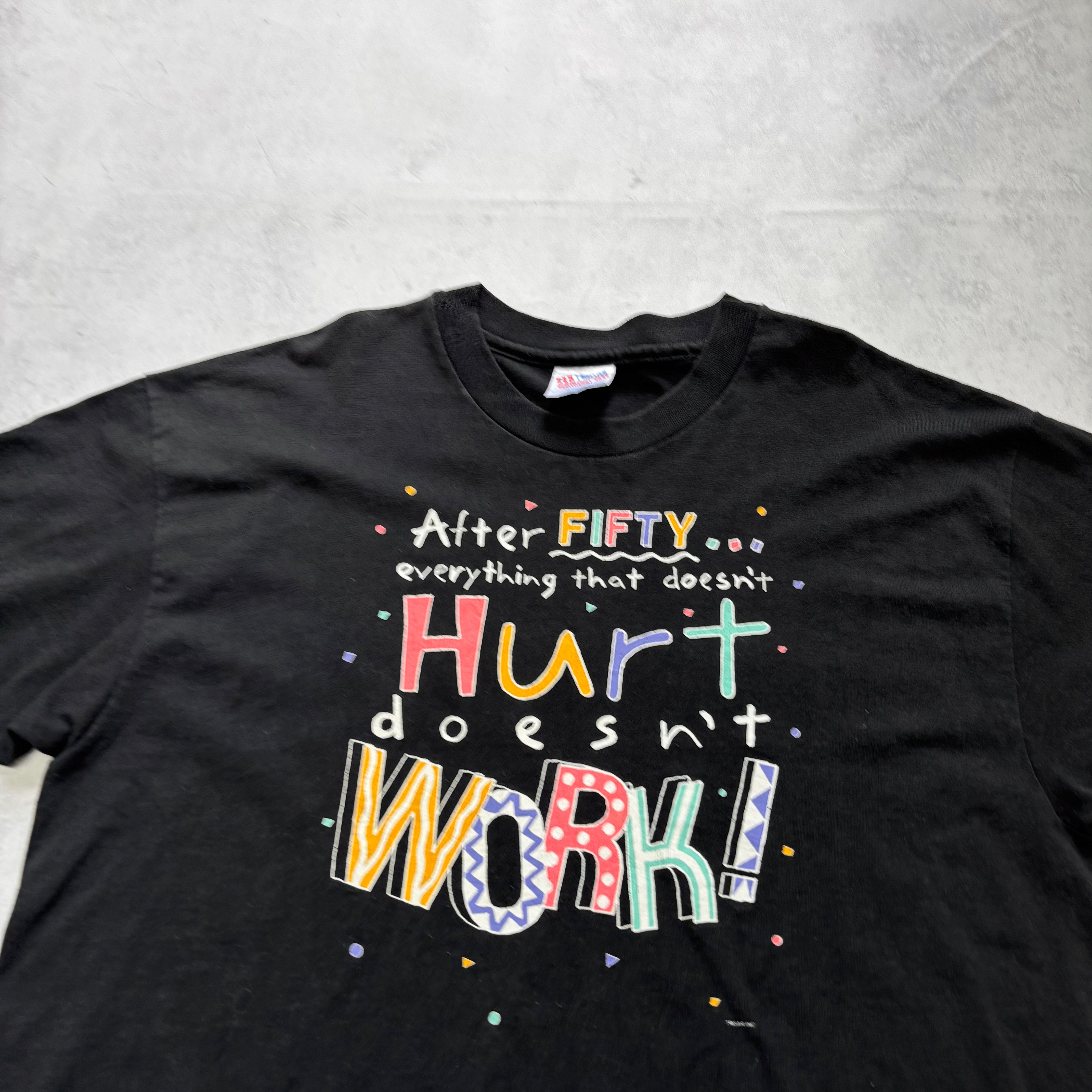 Vintage T Shirt Mens XL Black Single Stitch Graphic Print 90s Funny (E)