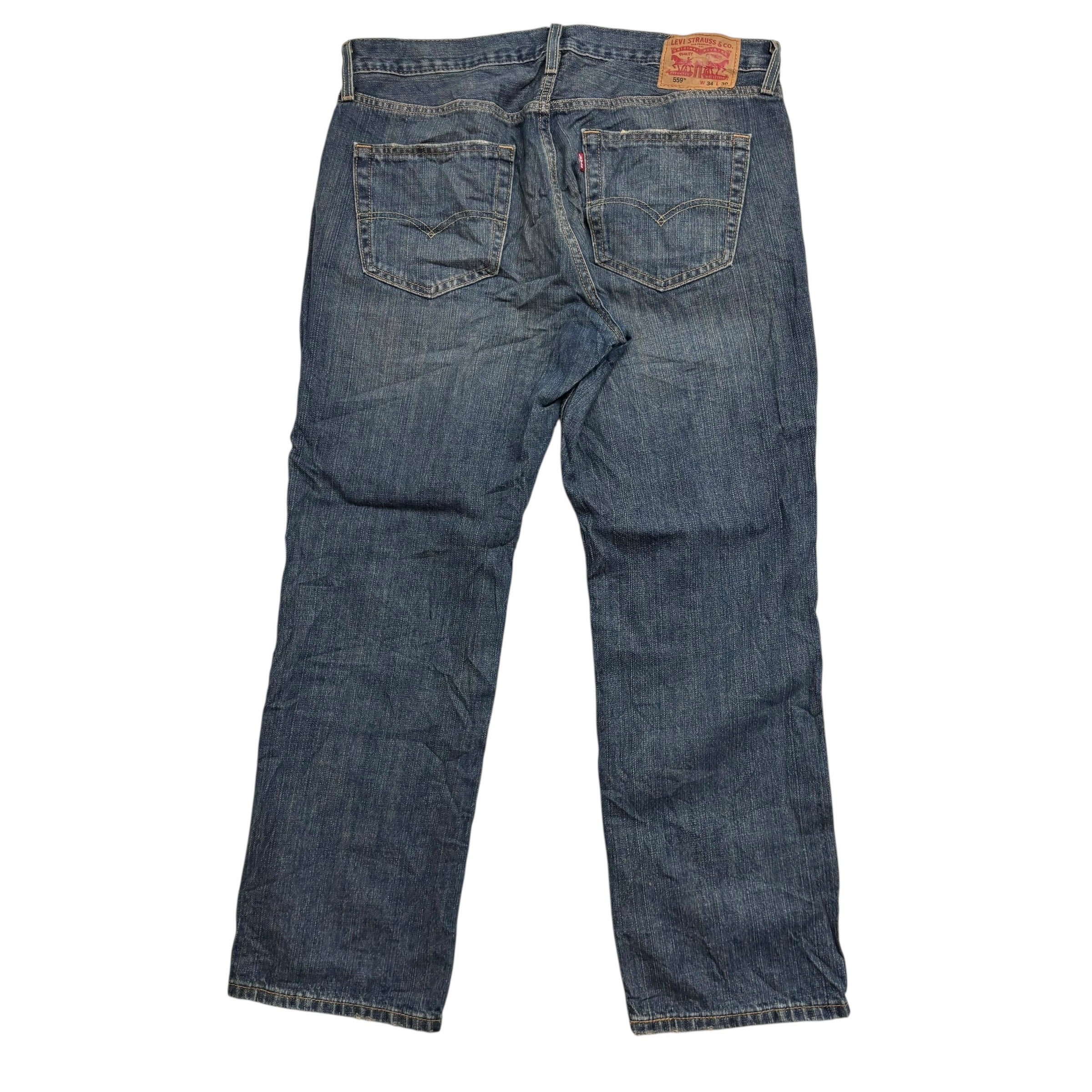 Levis 559 Jeans W36 L30 Mens Dark Blue Baggy Relaxed Straight Fit Denim (E)