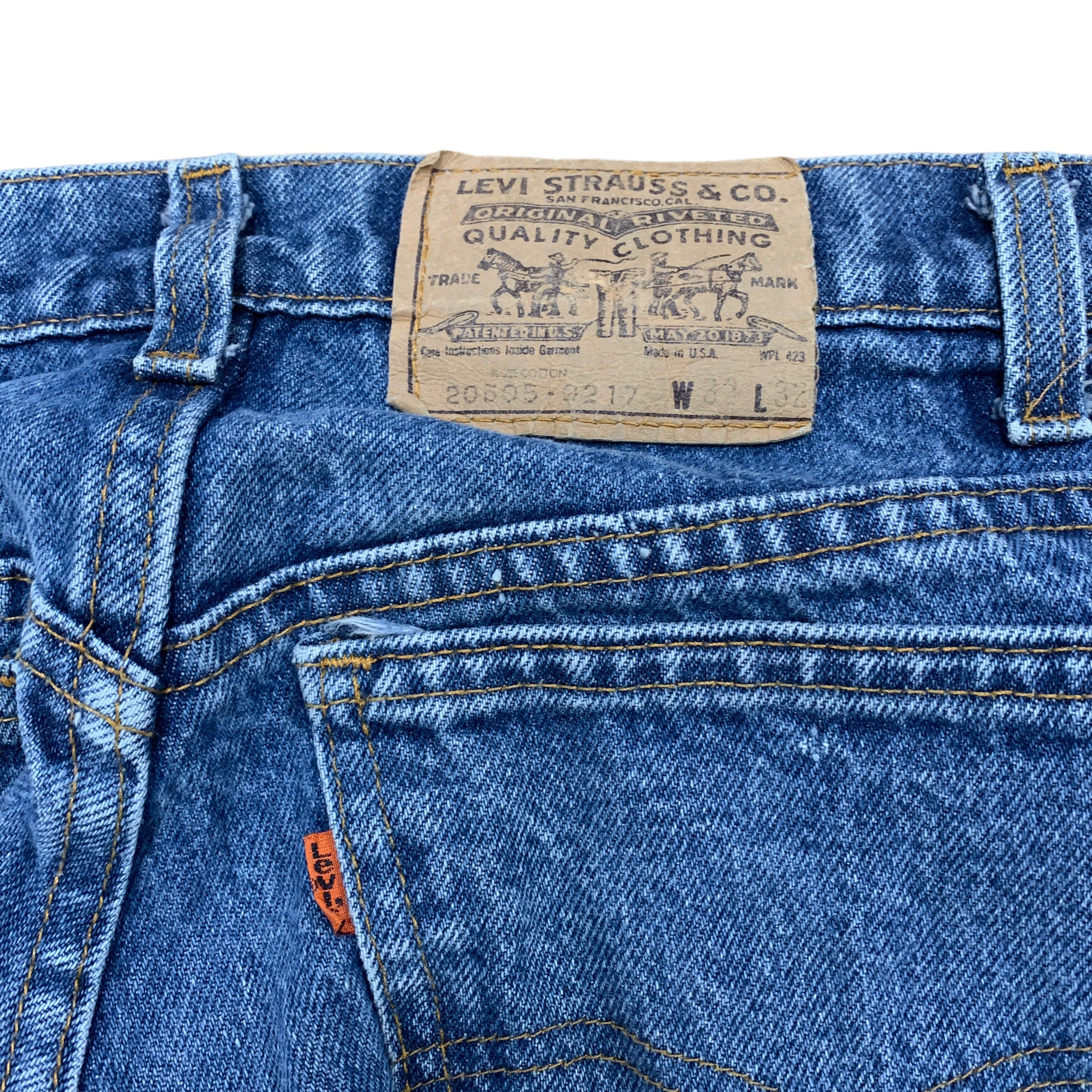 Levis 505 Jeans W30 L32 Made In USA Vintage 80s Mens Blue Regular Straight Fit Denim