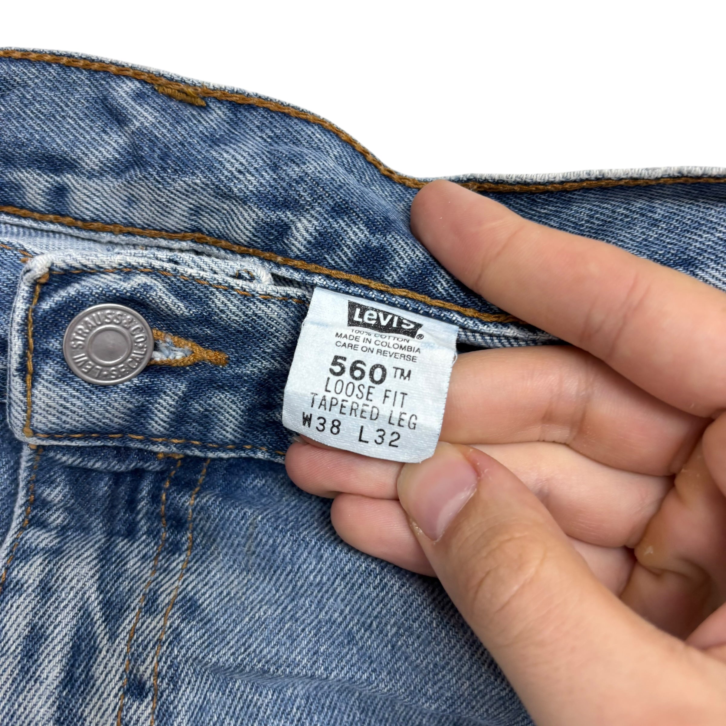 Levis 560 Jeans W38 L30 Mens Light Blue Baggy Relaxed Comfort Vintage Denim (F)