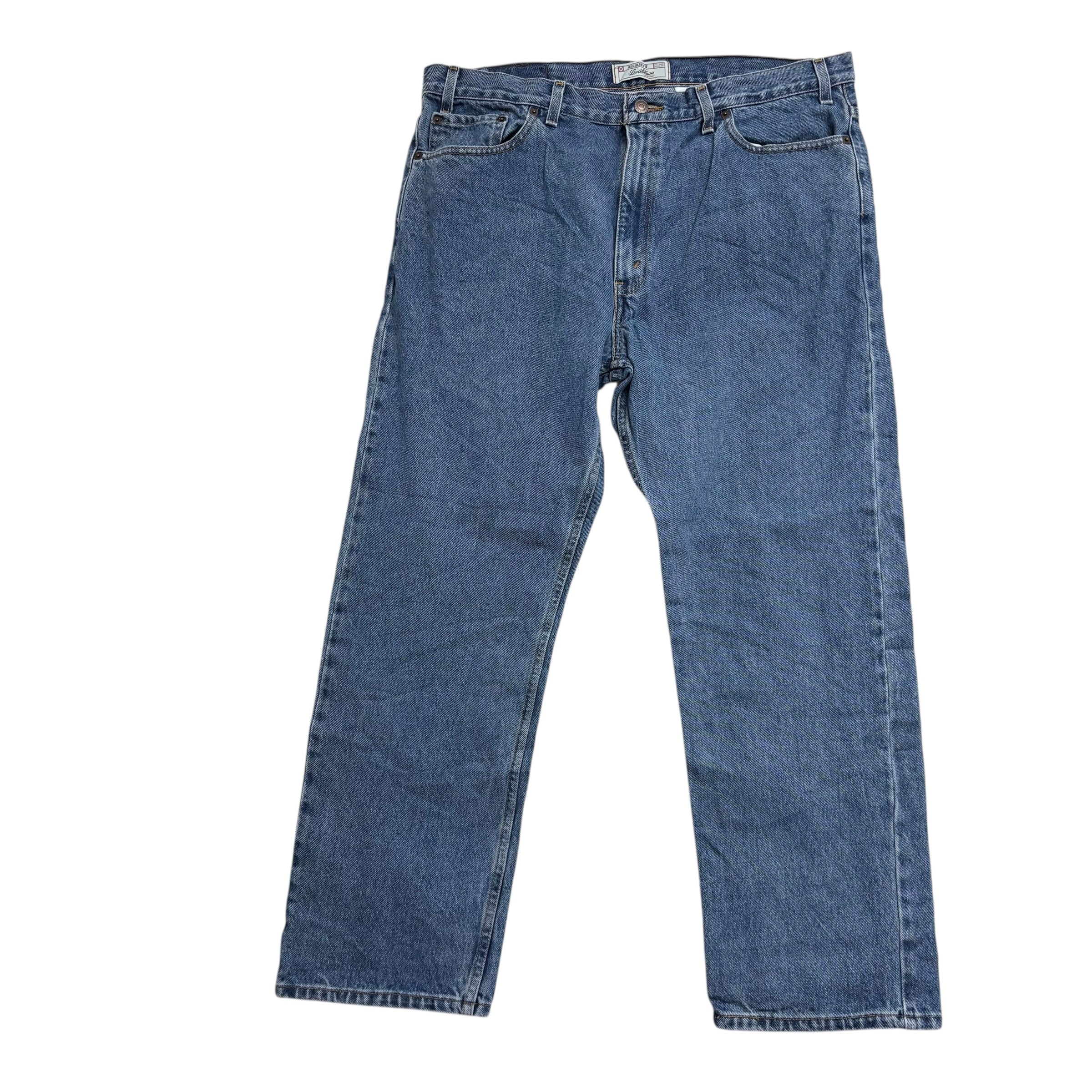 Levis Signature Jeans W40 L30 Mens Mid Blue Relaxed Straight Vintage Denim (E)