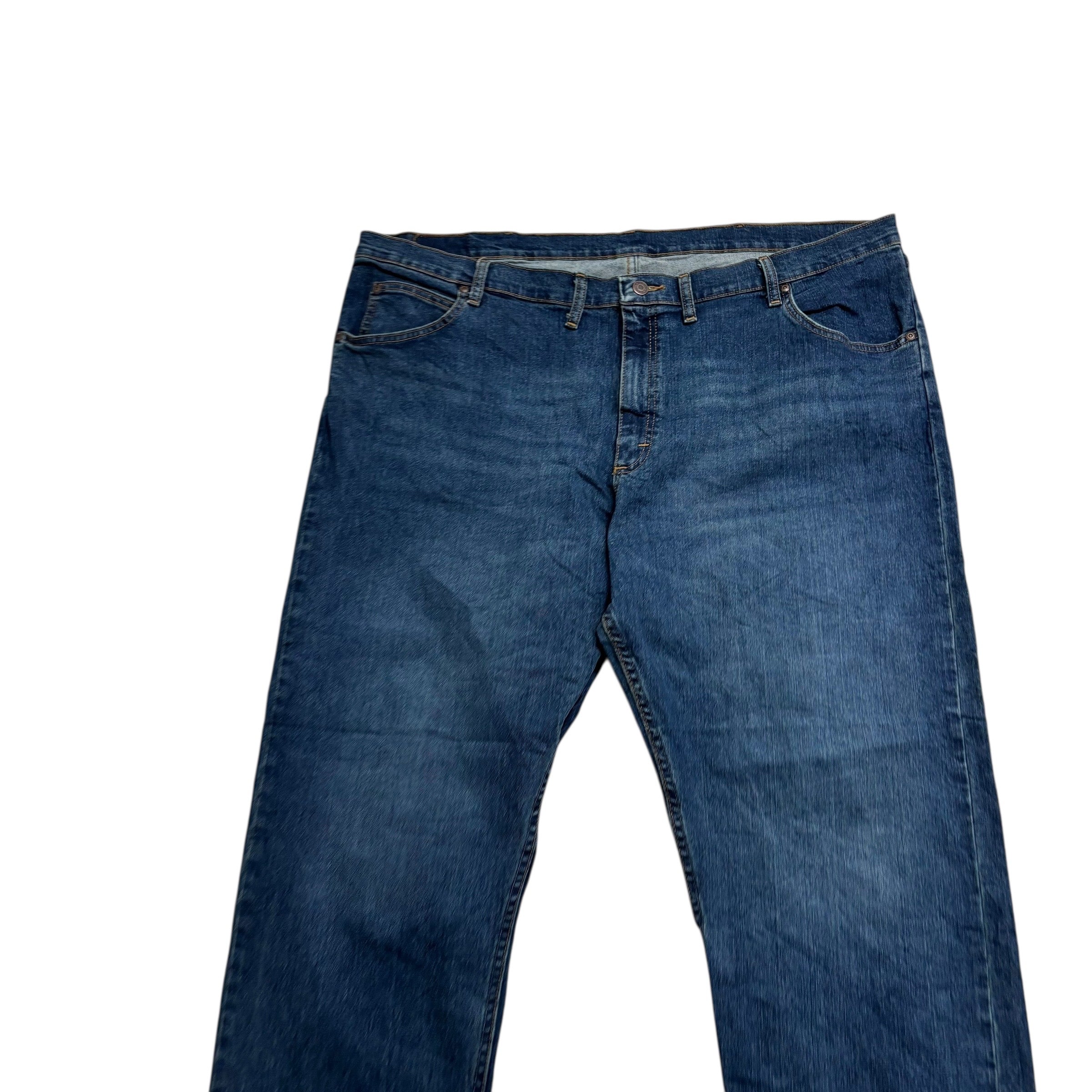 Wrangler Jeans W46 L30 Mens Dark Blue Relaxed Straight Fit Stretch Denim (E)