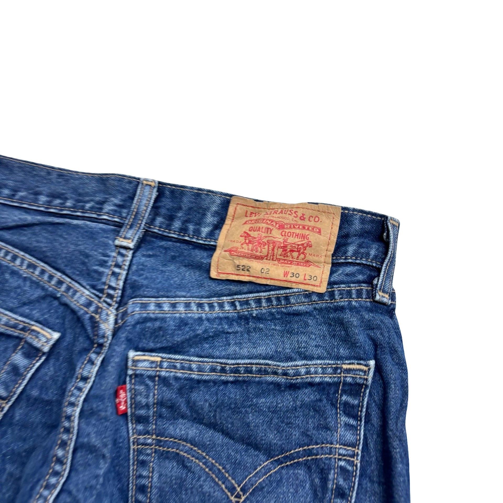 Levis 522 Jeans W29 L30 Mens Mid Blue Regular Tapered Fit Vintage Denim (E)