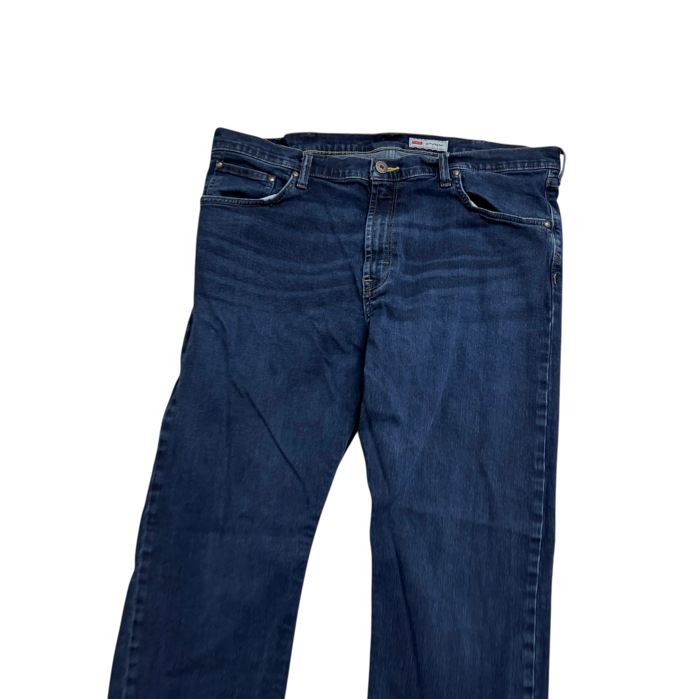 Wrangler Jeans W40 L30 Mens Dark Blue Slim Straight Fit Stretch Denim (E)