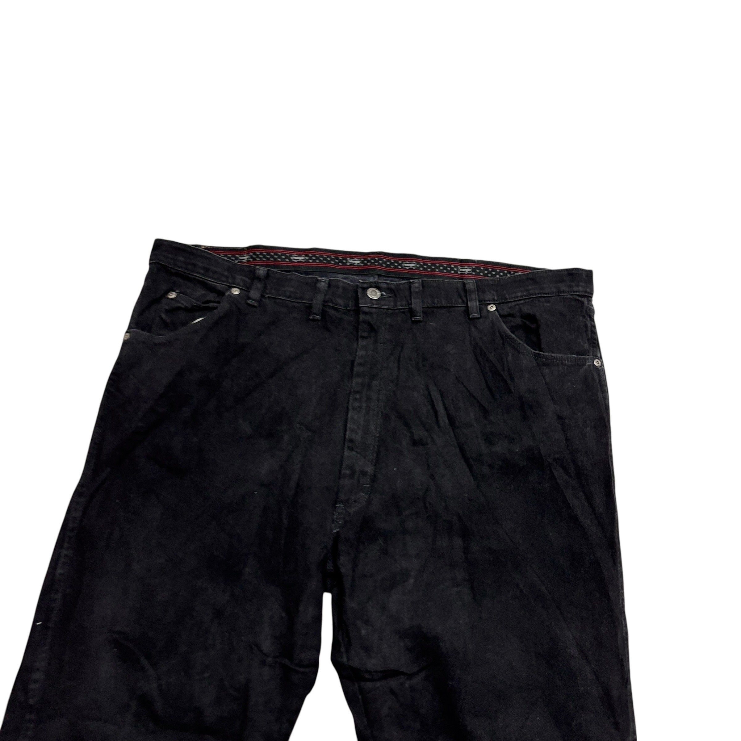 Wrangler Jeans W46 L30 Mens Black Regular Straight Fit Stretch Denim (E)