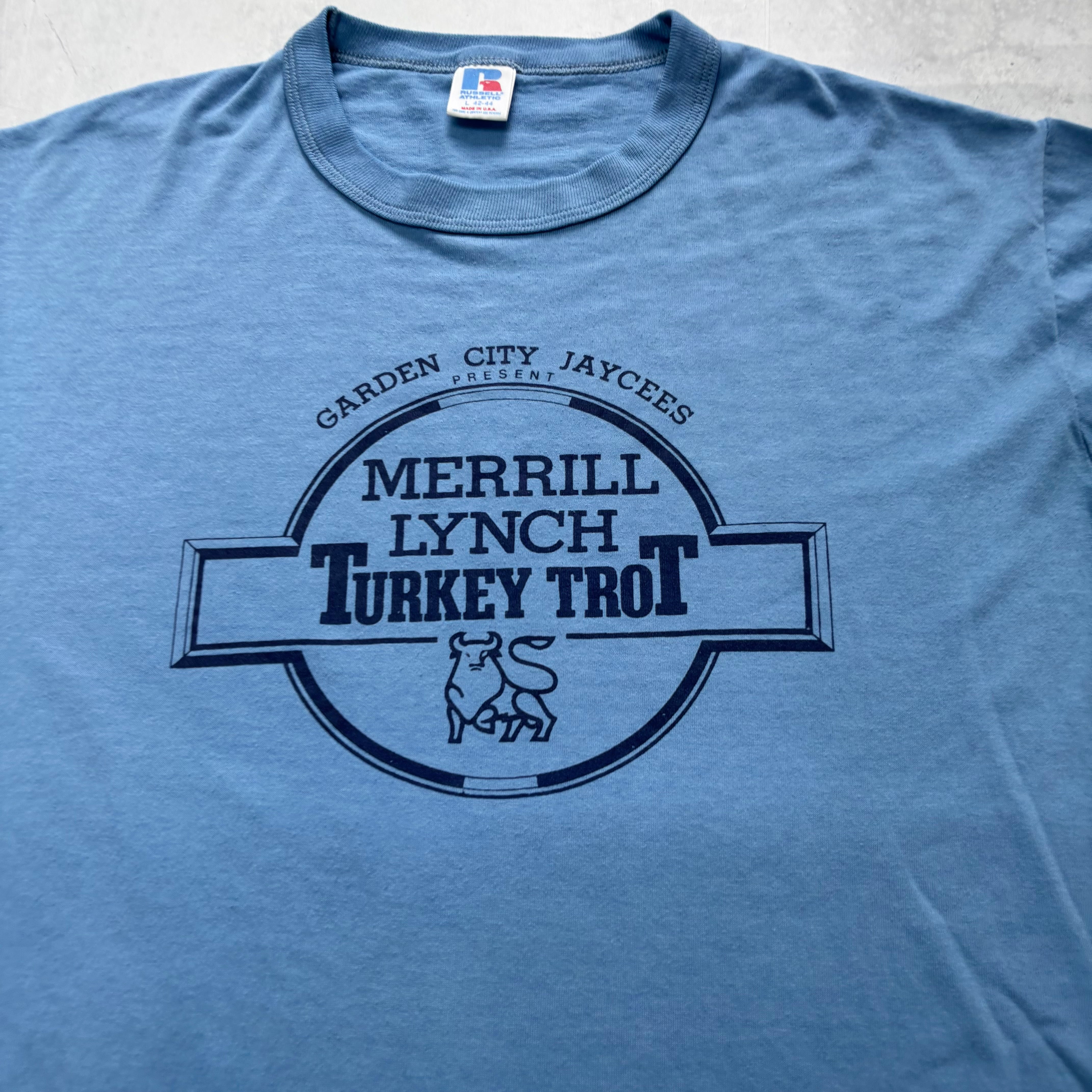 Vintage T Shirt Mens Medium Blue Single Stitch Graphic Print 90s (F)