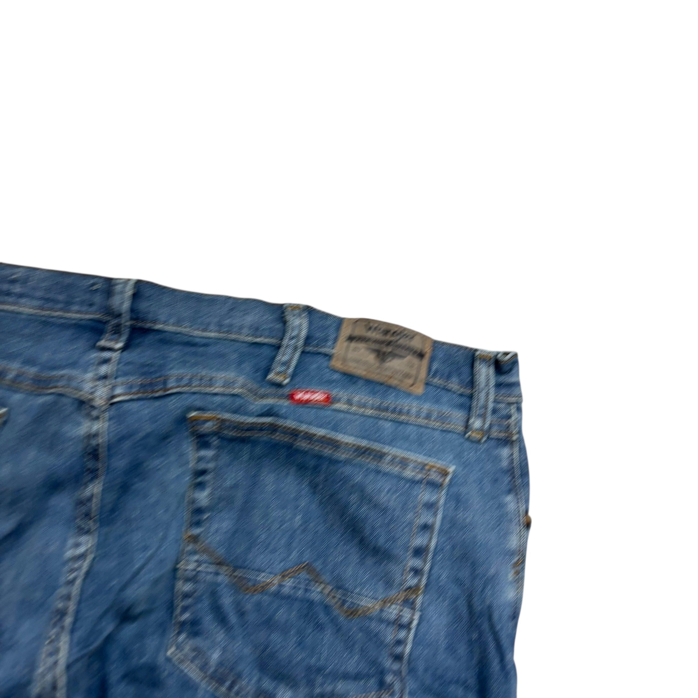 Wrangler Jeans W42 L30 Mens Mid Blue Slim Straight Fit Stretch Denim