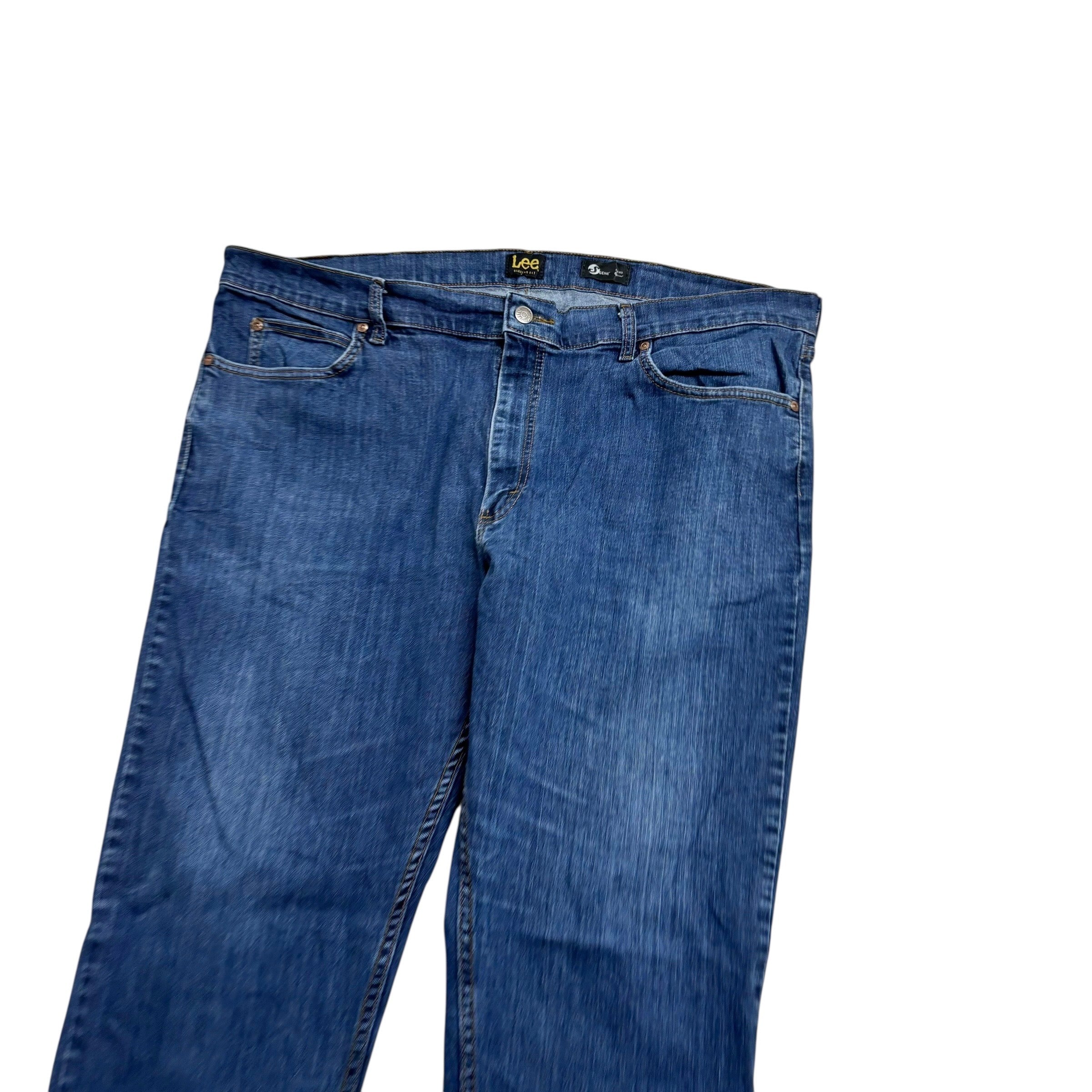 Lee Jeans W42 L32 Mens Mid Blue Regular Tapered Fit Stretch Denim (E)