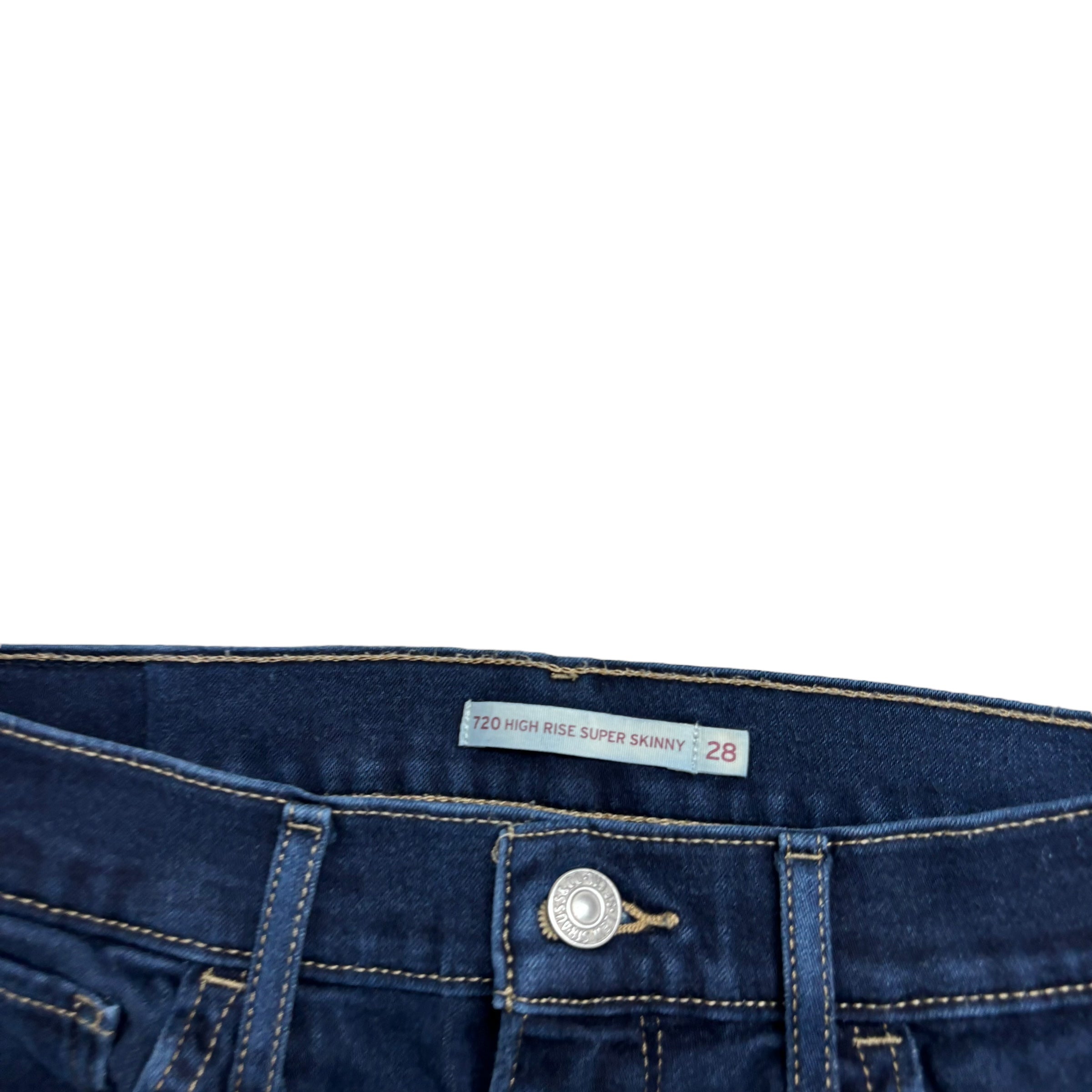 Levis 720 Jeans W28 L32 Womens Super Skinny Fit Dark Blue Stretch Denim (E)