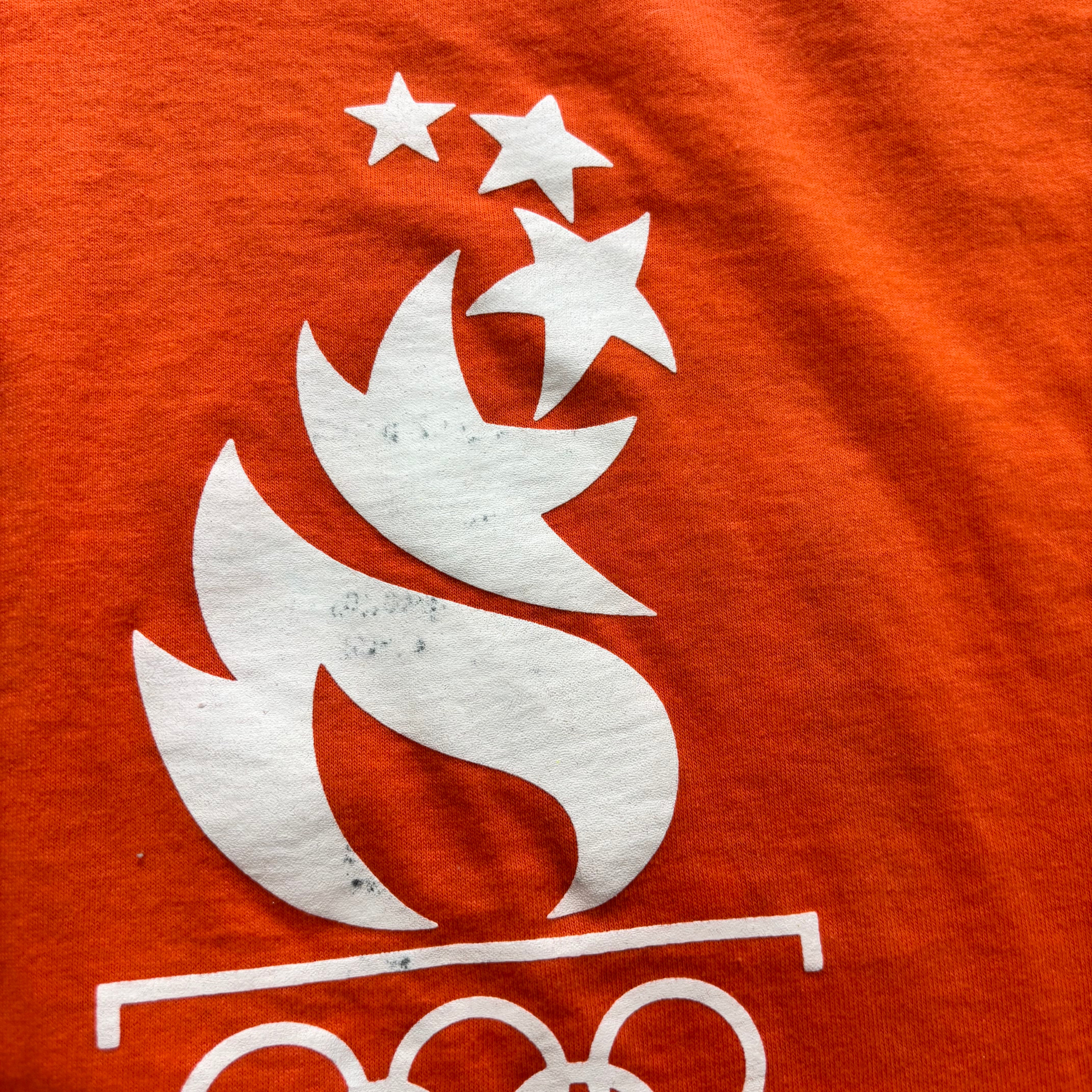 Vintage T Shirt Mens Large Orange Single Stitch Graphic Print 90s Olympics