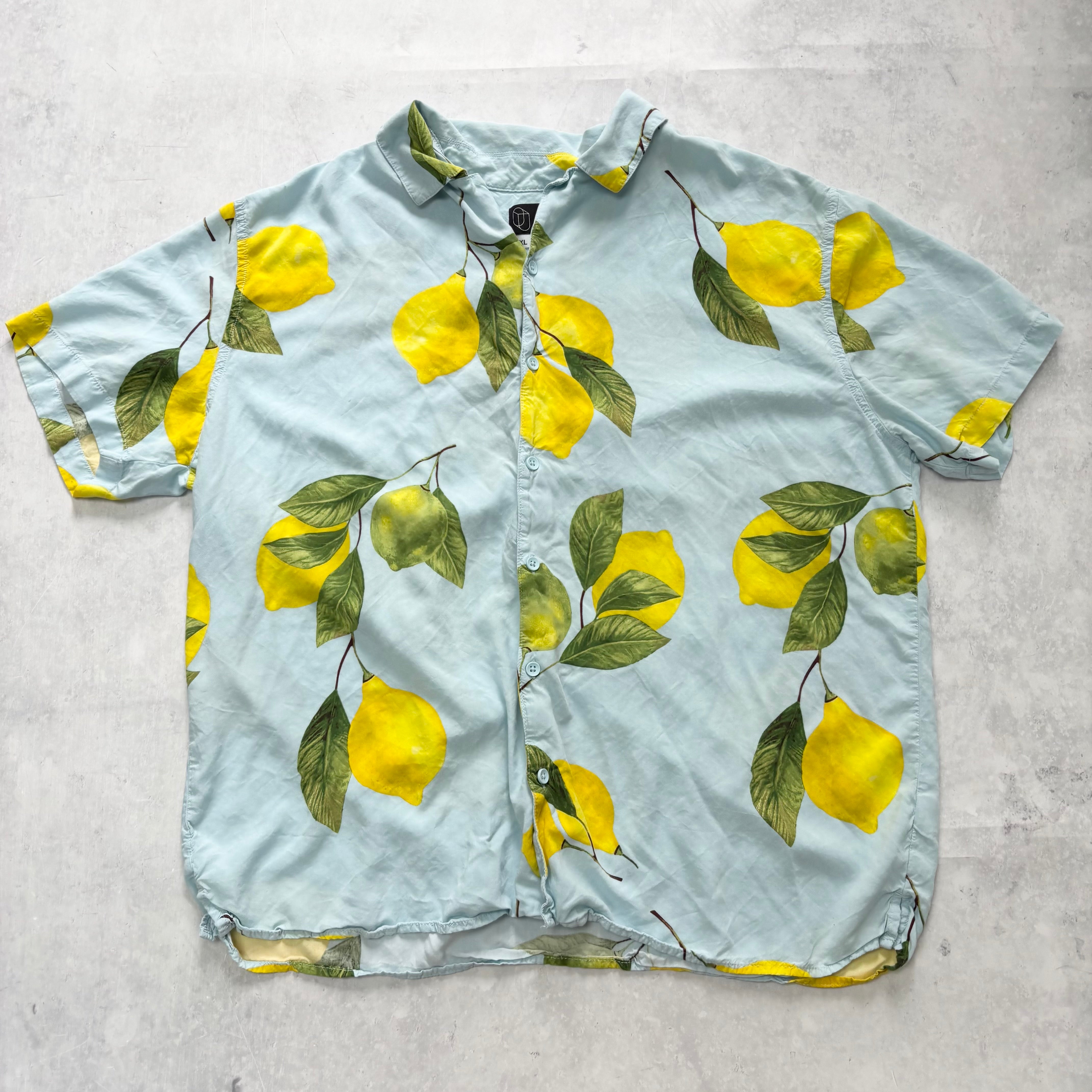 Hawaiian Shirt Mens XL Blue Floral Aloha Short Sleeve Rayon (E)