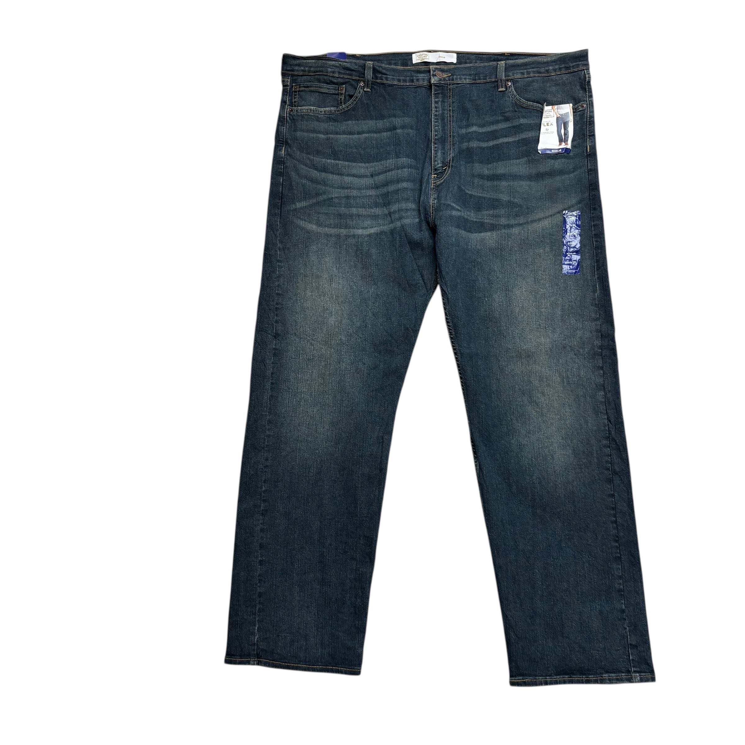Levis Signature Jeans W46 L32 Mens Dark Blue Regular Straight Stretch Denim (E)