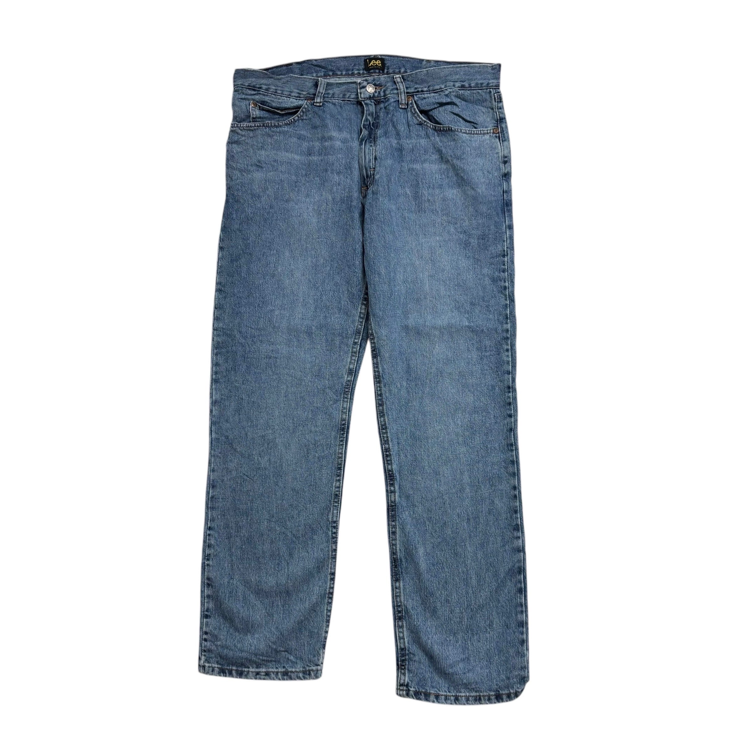 Lee Jeans W36 L32 Mens Light Blue Regular Straight Fit Vintage Denim (E)