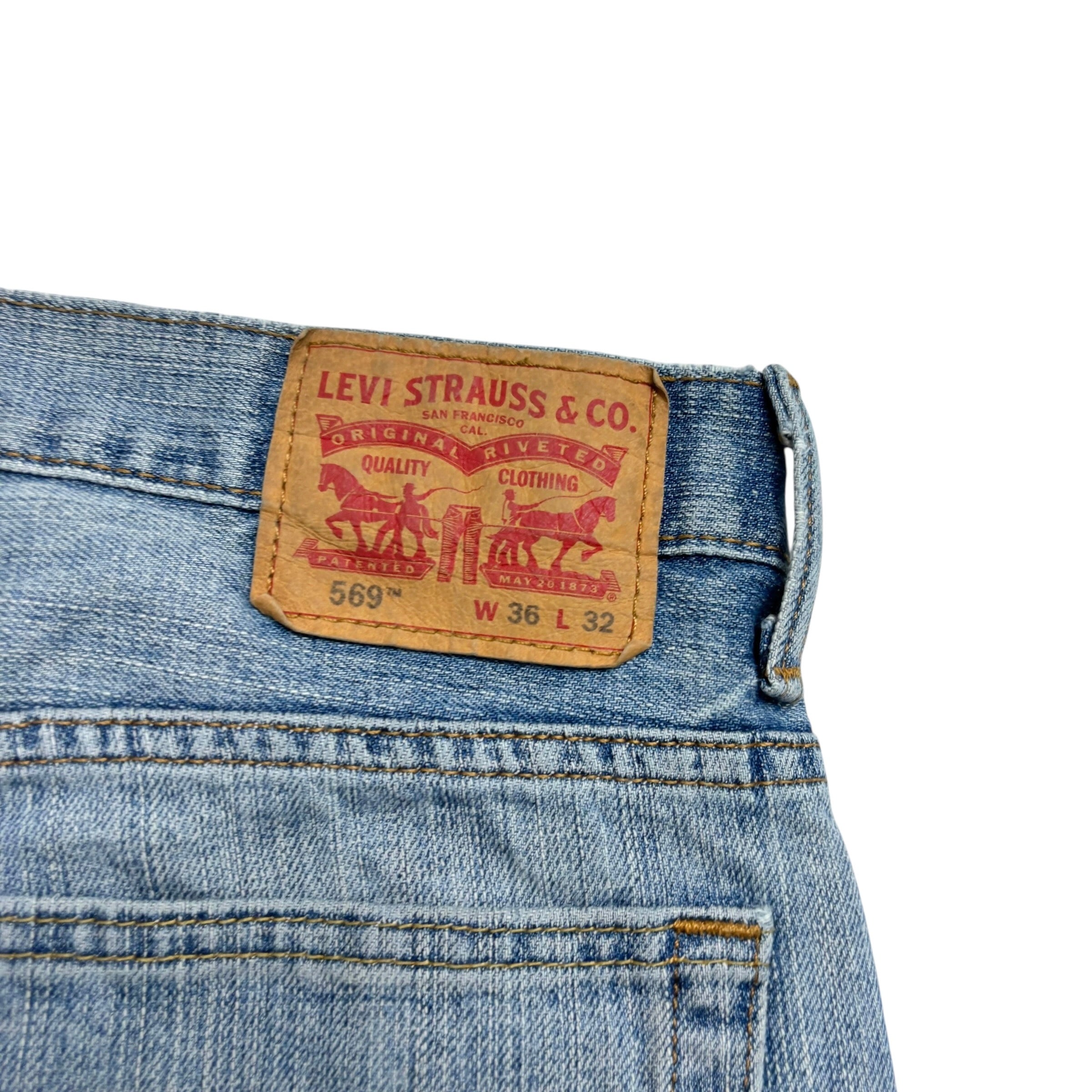 Levis 559 Jeans W36 L32 Mens Light Blue Relaxed Straight Fit Baggy Denim