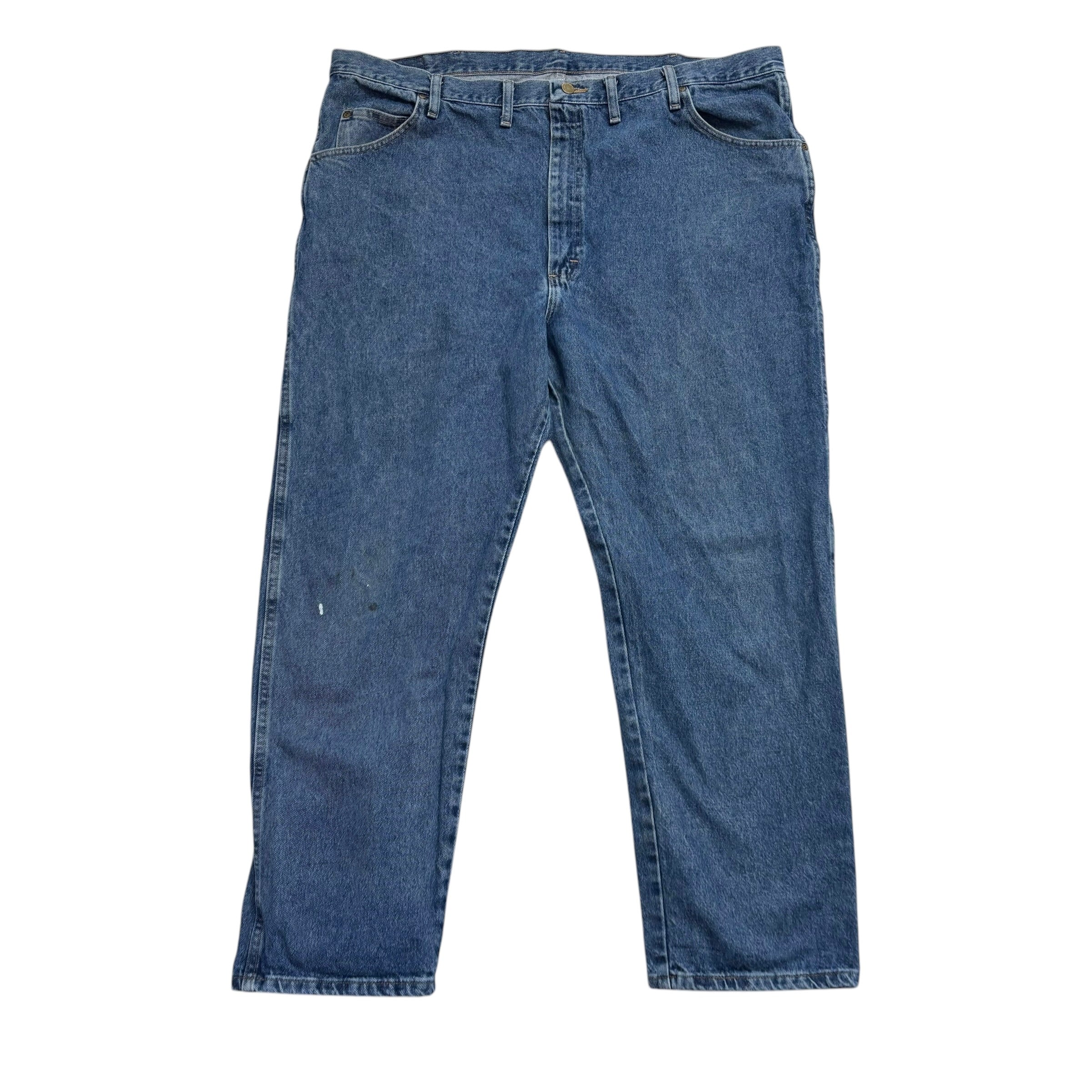 Wrangler Jeans W46 L30 Mens Mid Blue Regular Straight Fit Denim