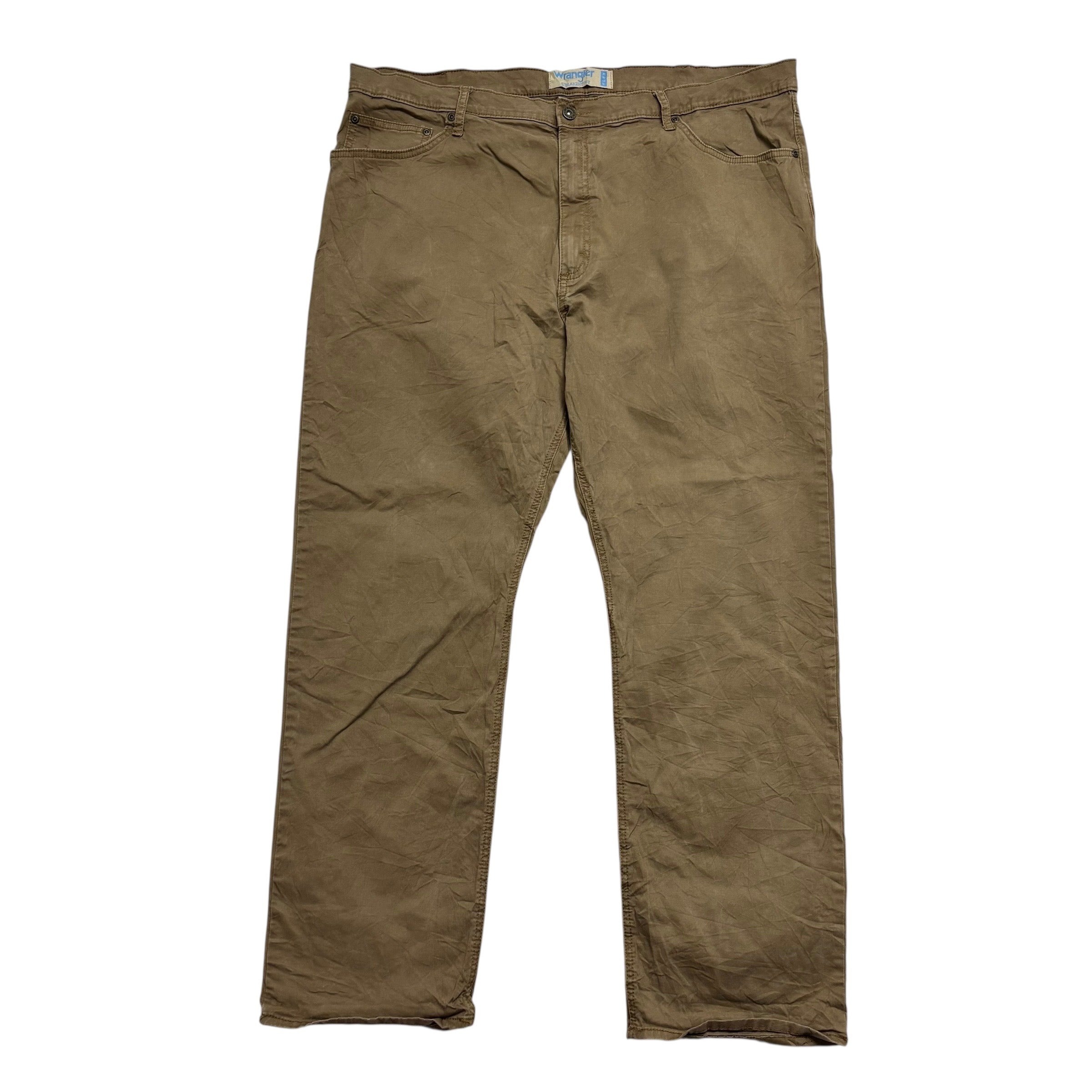 Wrangler Trousers W42 L30 Mens Brown Regular Straight Fit Stretch Pants (E)