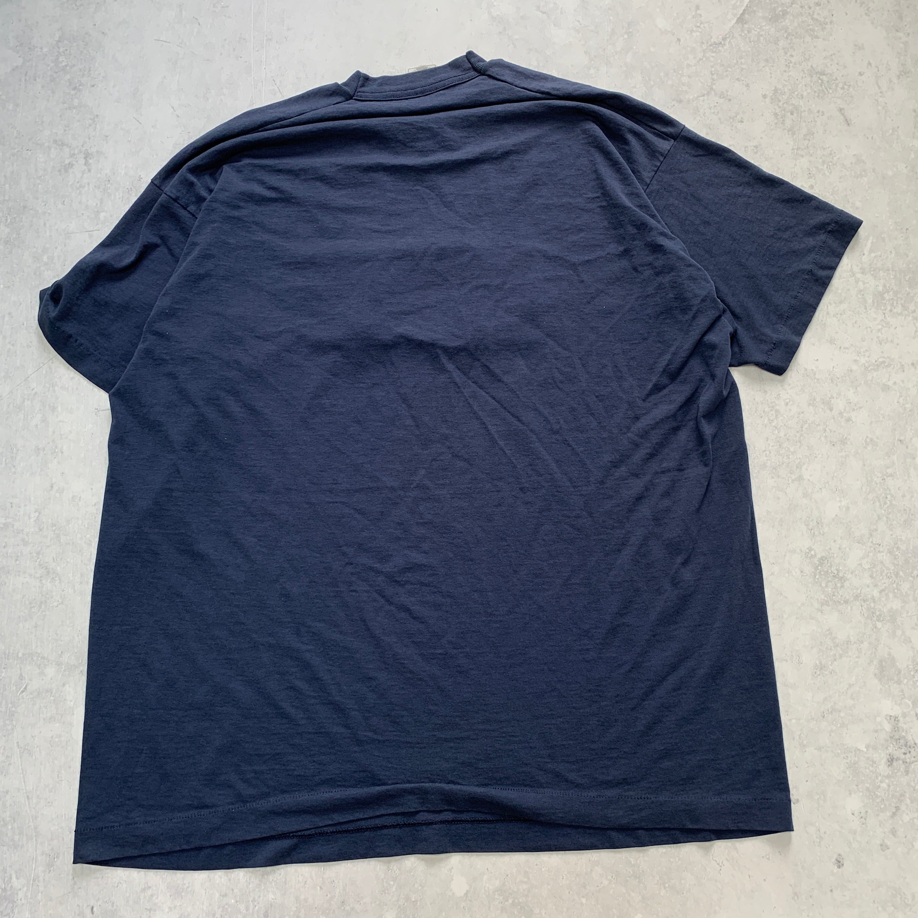 Vintage T Shirt Mens XXL Navy Blue Single Stitch Graphic Print 90s College