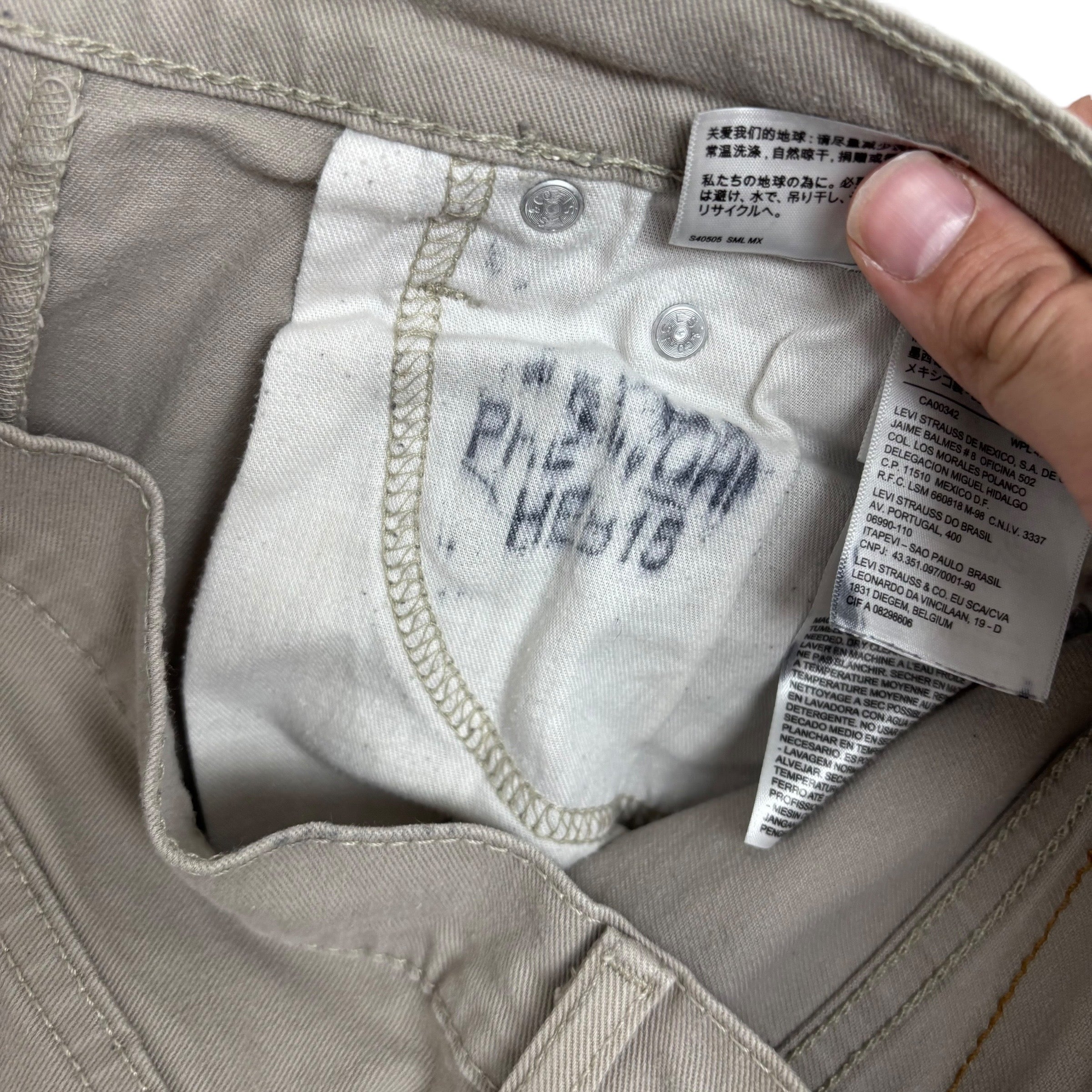 Levis 513 Jeans W32 L34 Mens Beige Stone Slim Straight Fit Stretch (E)