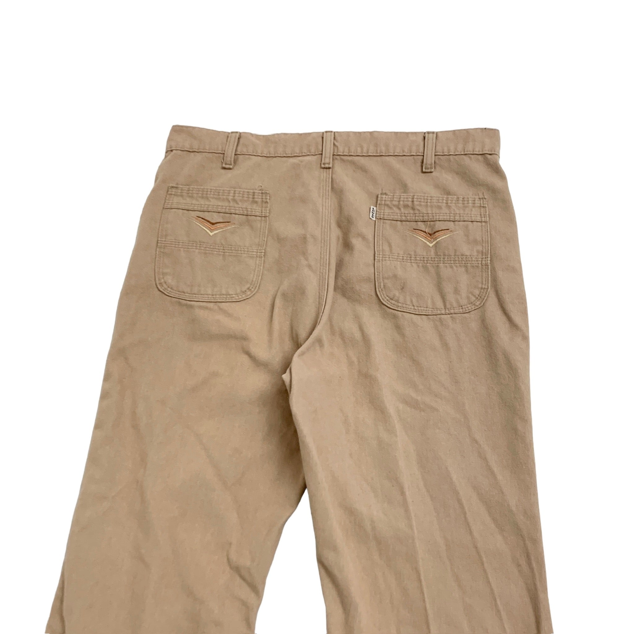 Levis Trousers W34 L32 Mens Beige Tan Relaxed Flared Cotton Pants