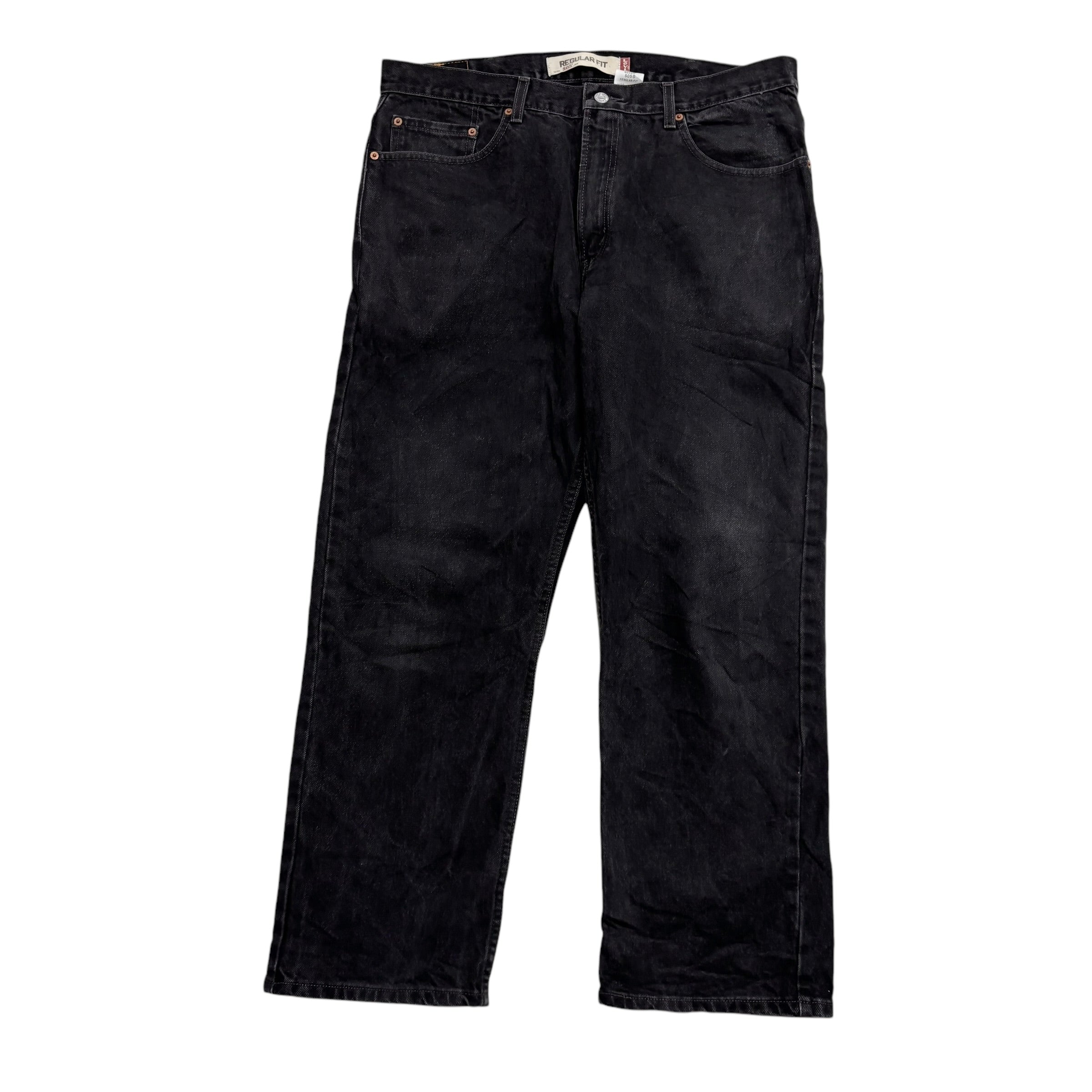 Levis 505 Jeans W38 L29 Mens Black Regular Straight Fit Vintage Denim (E)