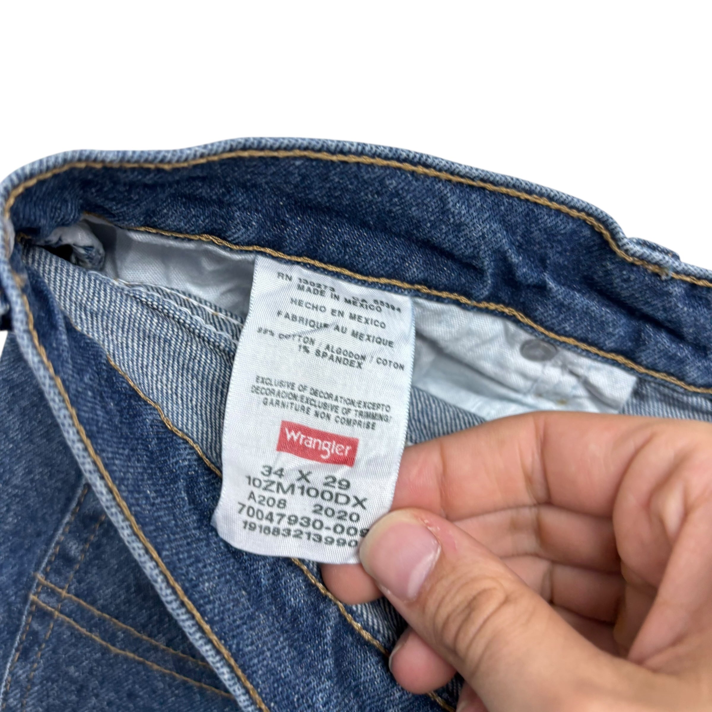 Wrangler Jeans W34 L29 Mens Mid Blue Regular Straight Fit Stretch Denim (E)