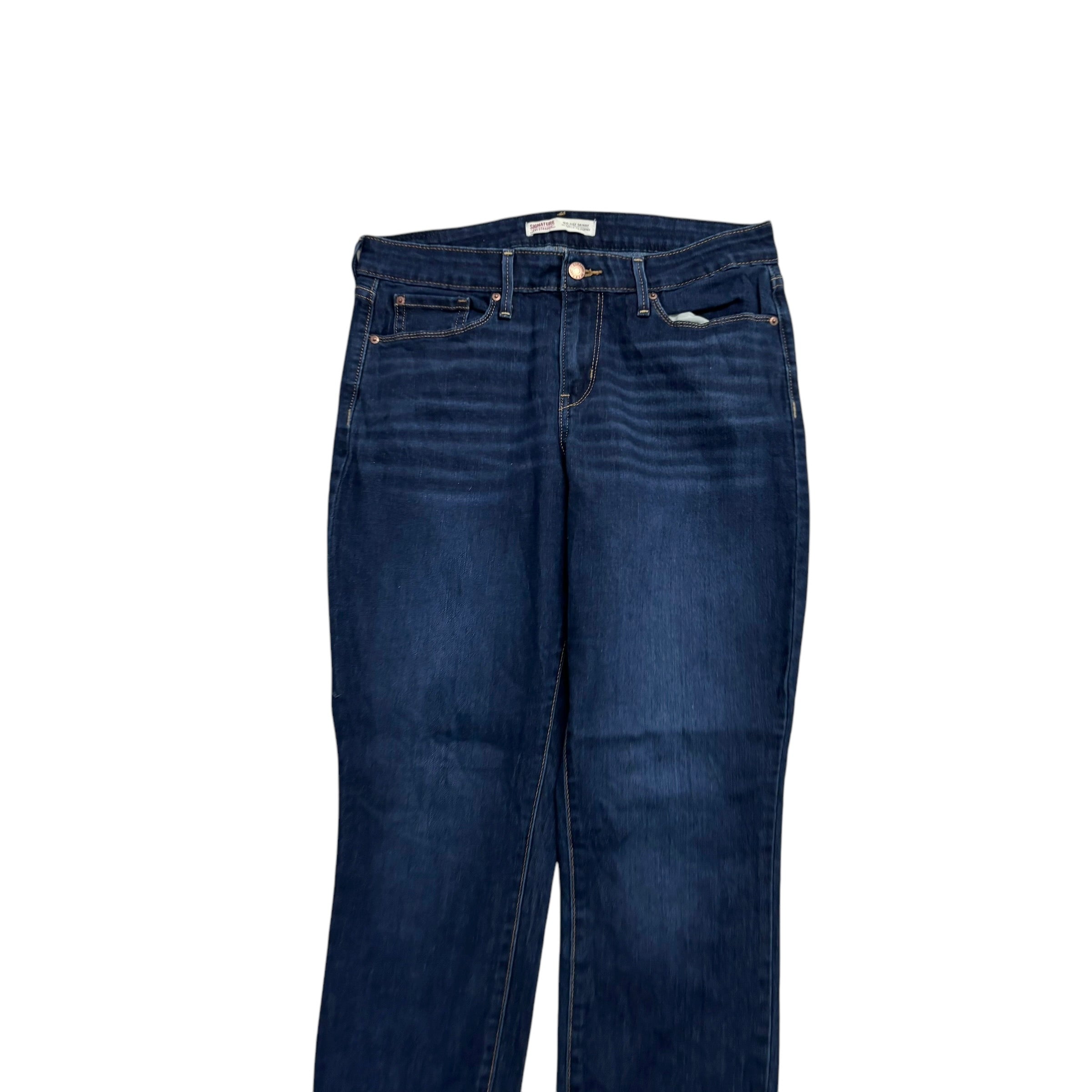 Levis Signature Jeans W28 L30 Womens Skinny Fit Dark Blue Stretch Denim (E)