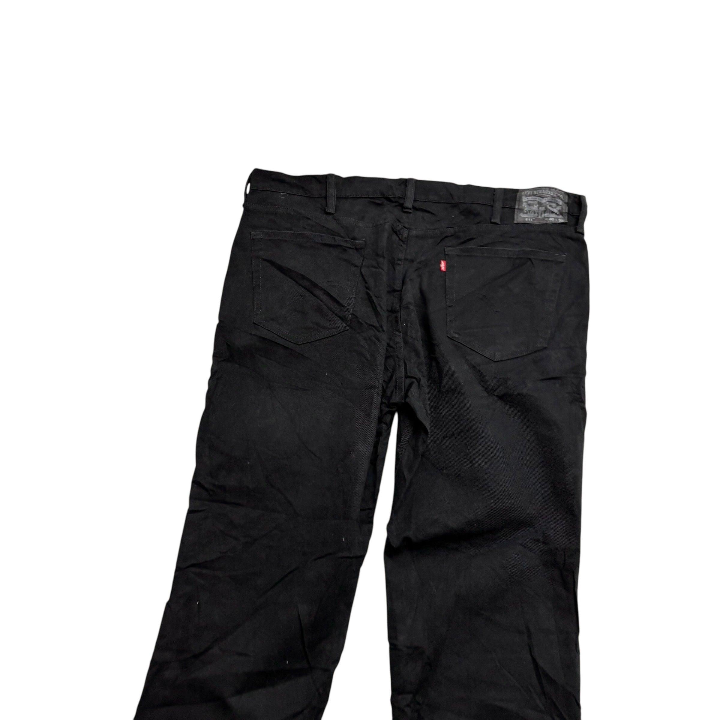 Levis 541 Jeans W42 L30 Mens Black Athletic Tapered Fit Stretch Denim (E)