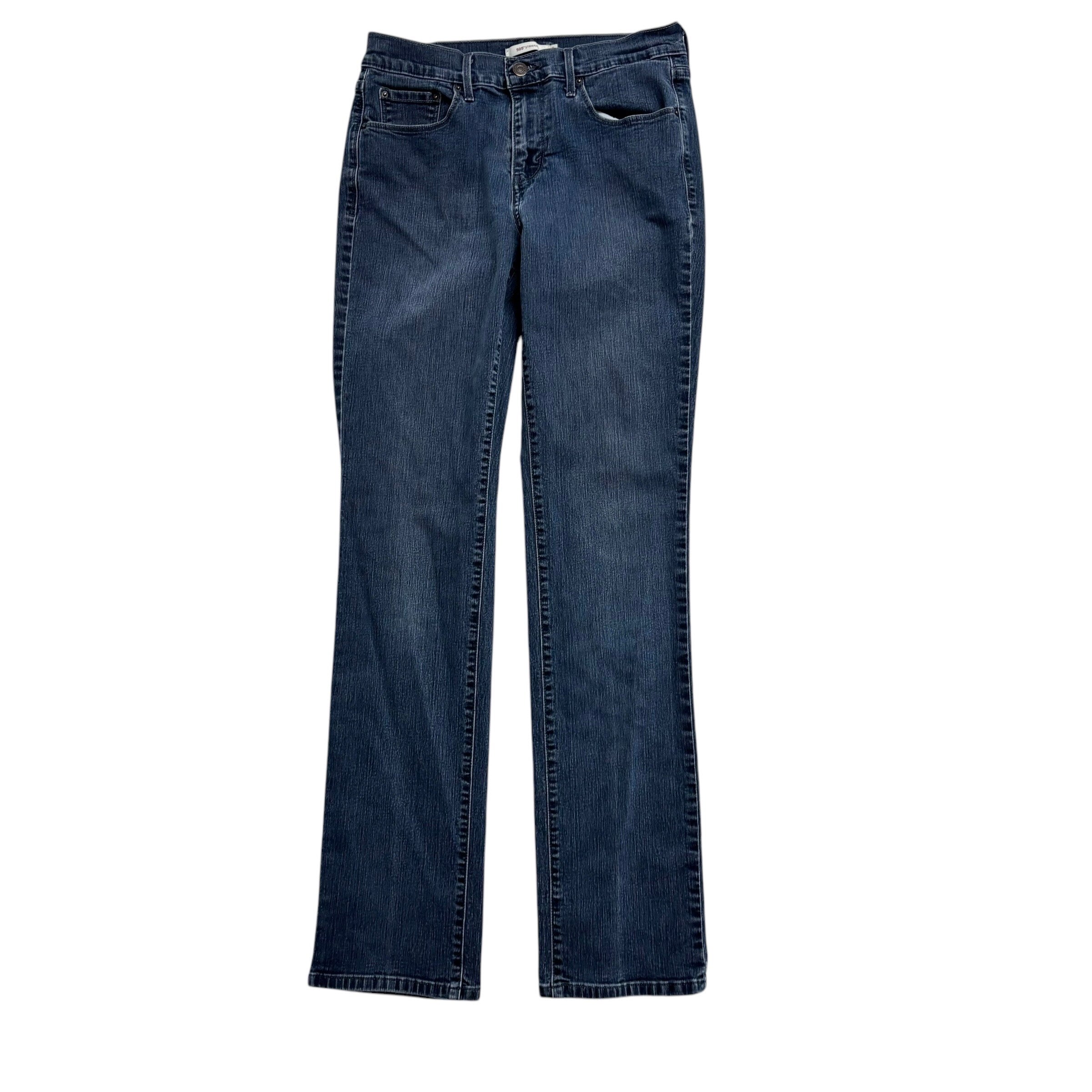 Levis 505 Jeans W29 L33 Womens Navy Blue Regular Straight Fit Stretch Denim