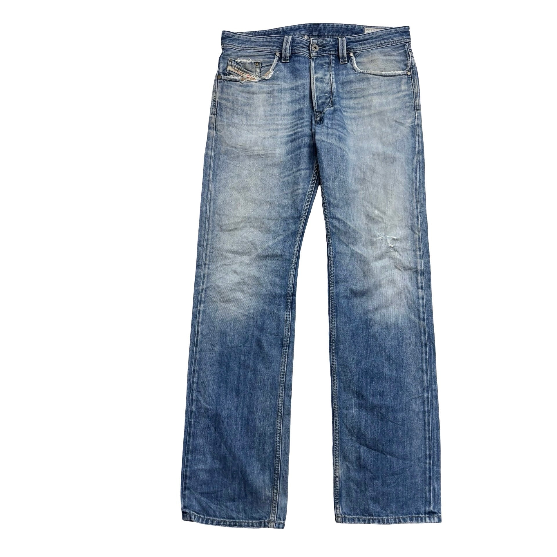 Diesel Larkee Jeans W32 L33 Mens Mid Blue Regular Straight Fit Denim