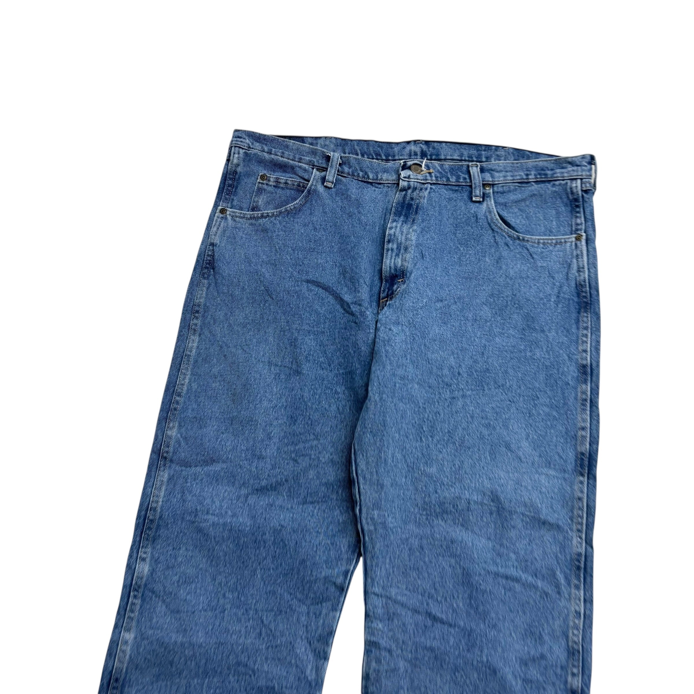 Wrangler Jeans W42 L32 Mens Mid Blue Relaxed Straight Fit Denim