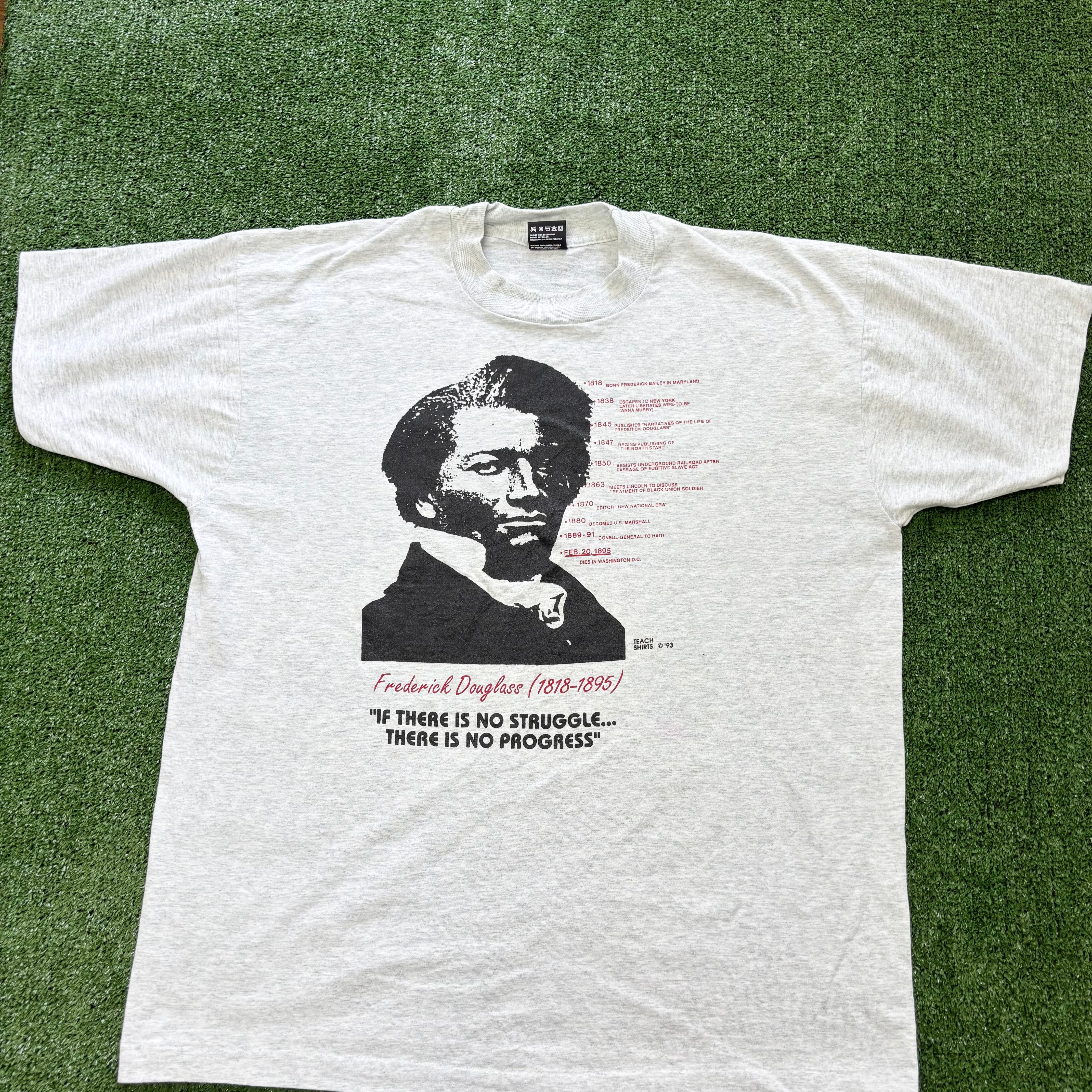 Vintage T Shirt Mens XL Grey Single Stitch Graphic Print 90s Douglass