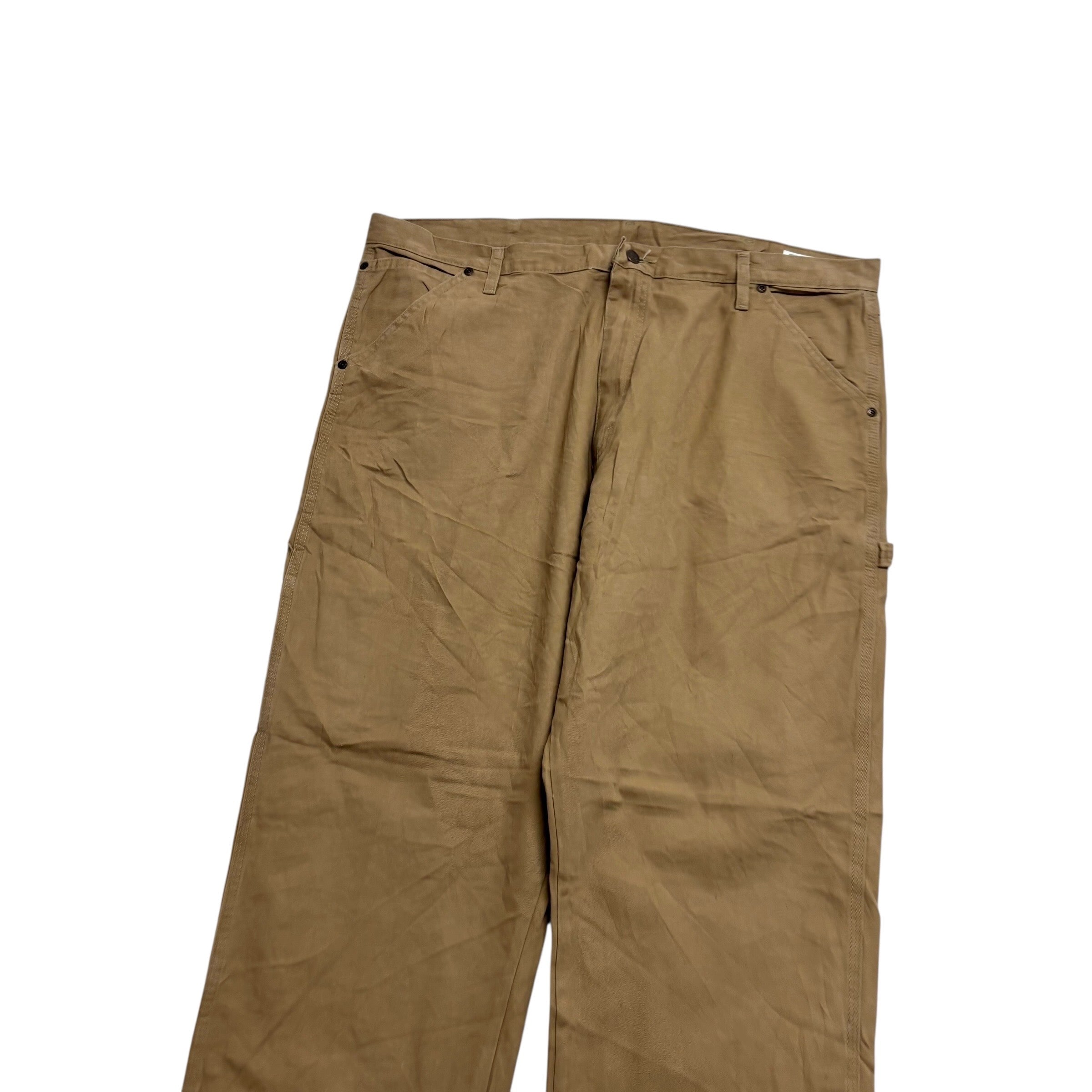 Wrangler Carpenter Pants W42 L32 Mens Tan Relaxed Straight Fit Trousers (E)