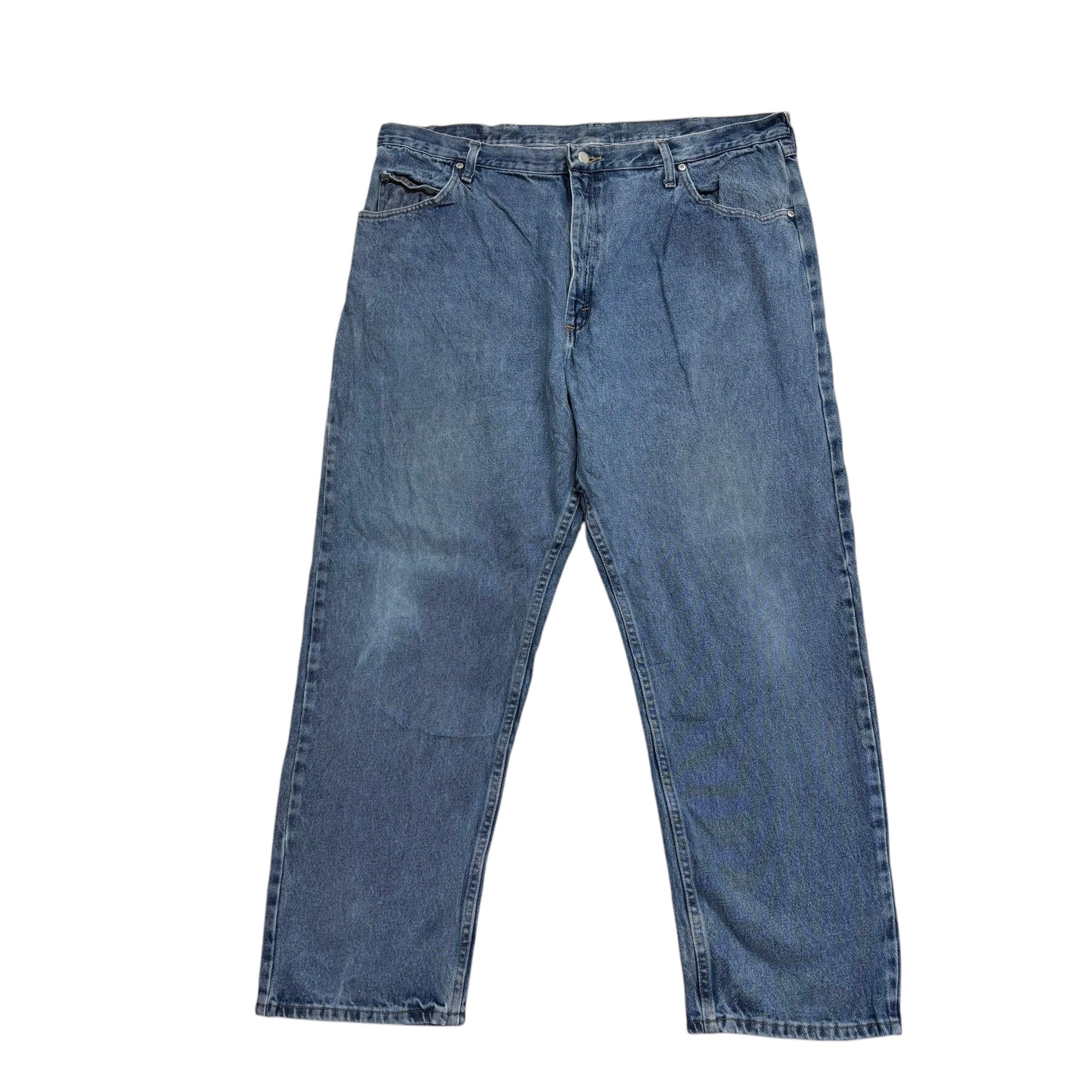 Wrangler Jeans W42 L30 Mens Mid Blue Regular Straight Fit Vintage Denim (E)