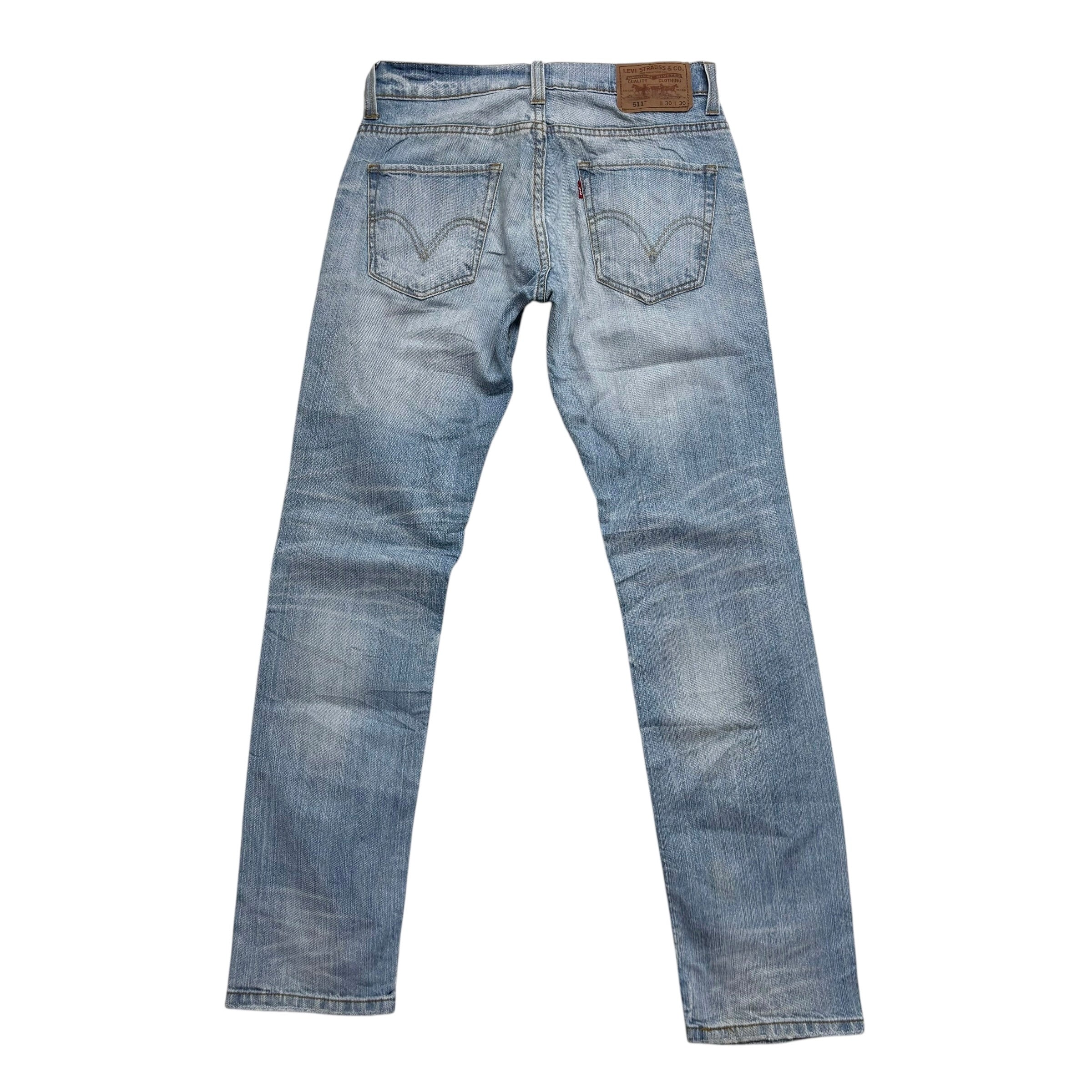 Levis 511 Jeans W30 L30 Mens Light Blue Slim Fit Vintage Denim