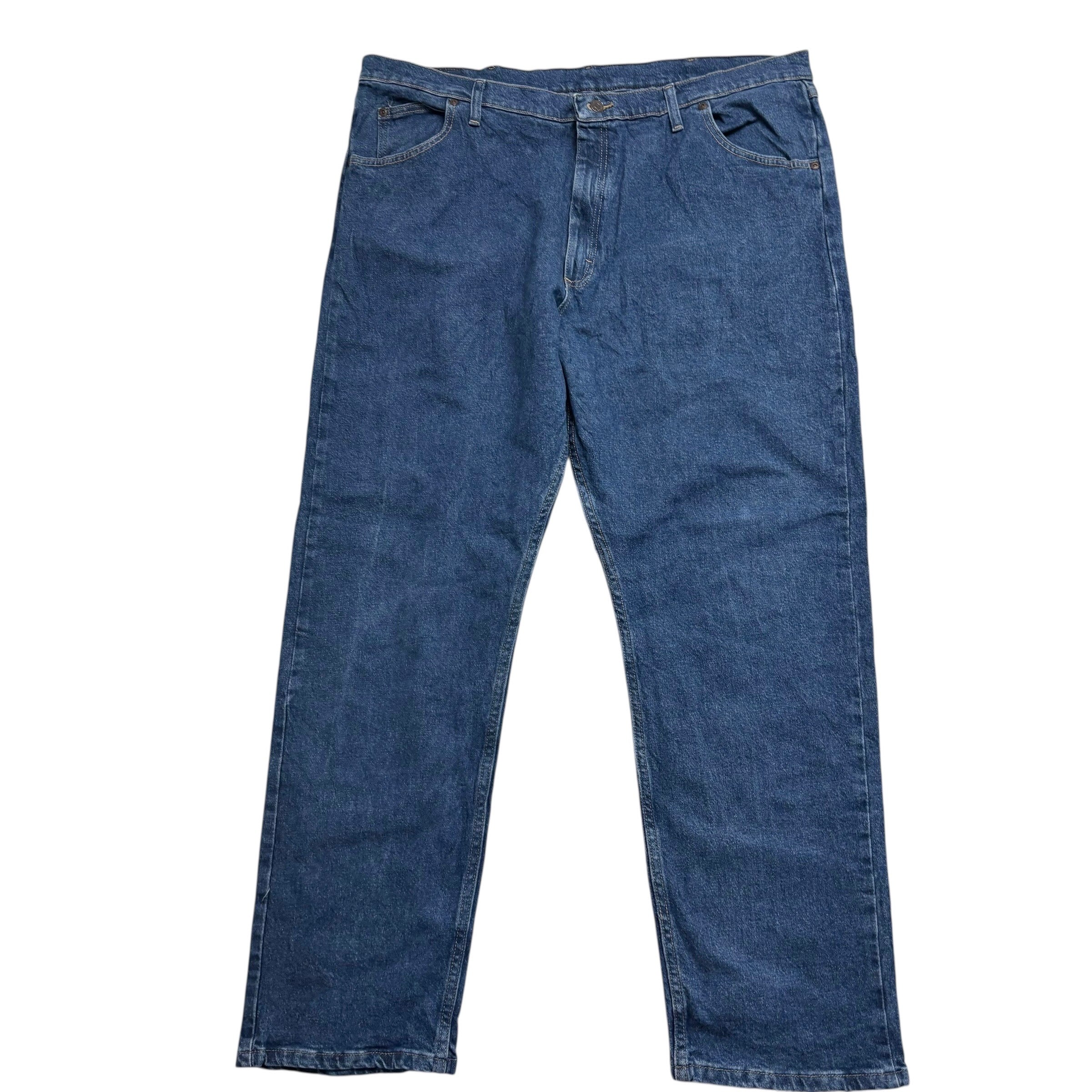 Wrangler Jeans W42 L32 Mens Mid Blue Relaxed Straight Fit Stretch Denim (E)