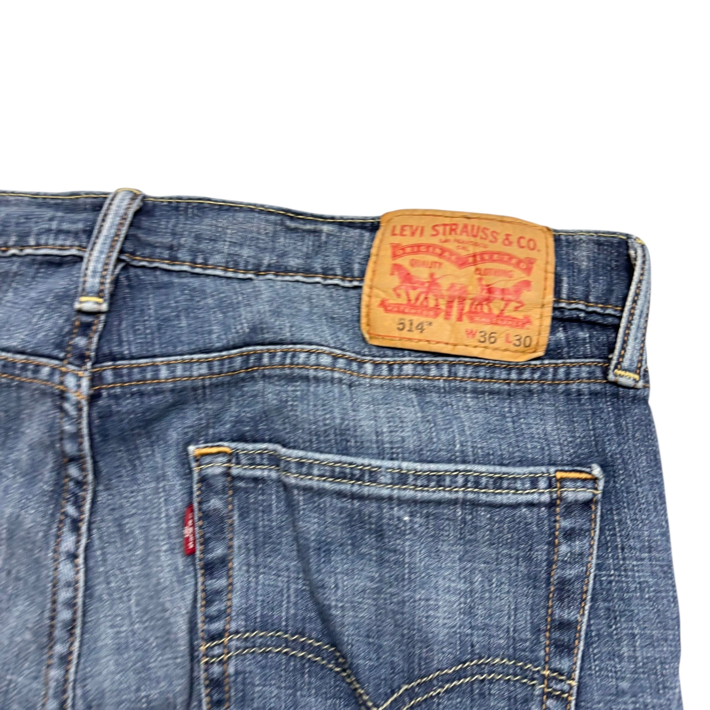 Levis 514 Jeans W36 L30 Mens Mid Blue Regular Straight Fit Stretch