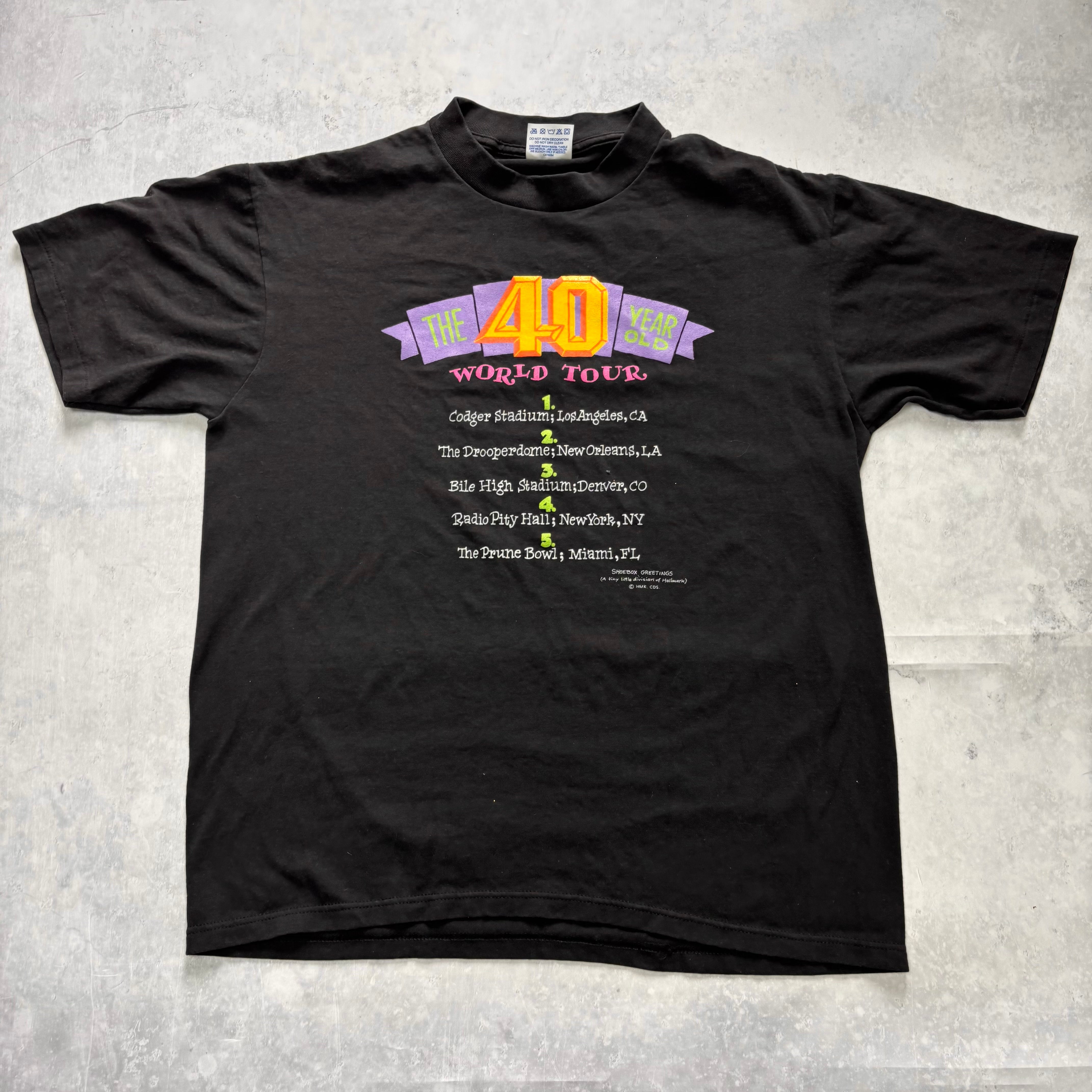 Vintage T Shirt Mens Medium Black Single Stitch Graphic Print 90s Funny (E)