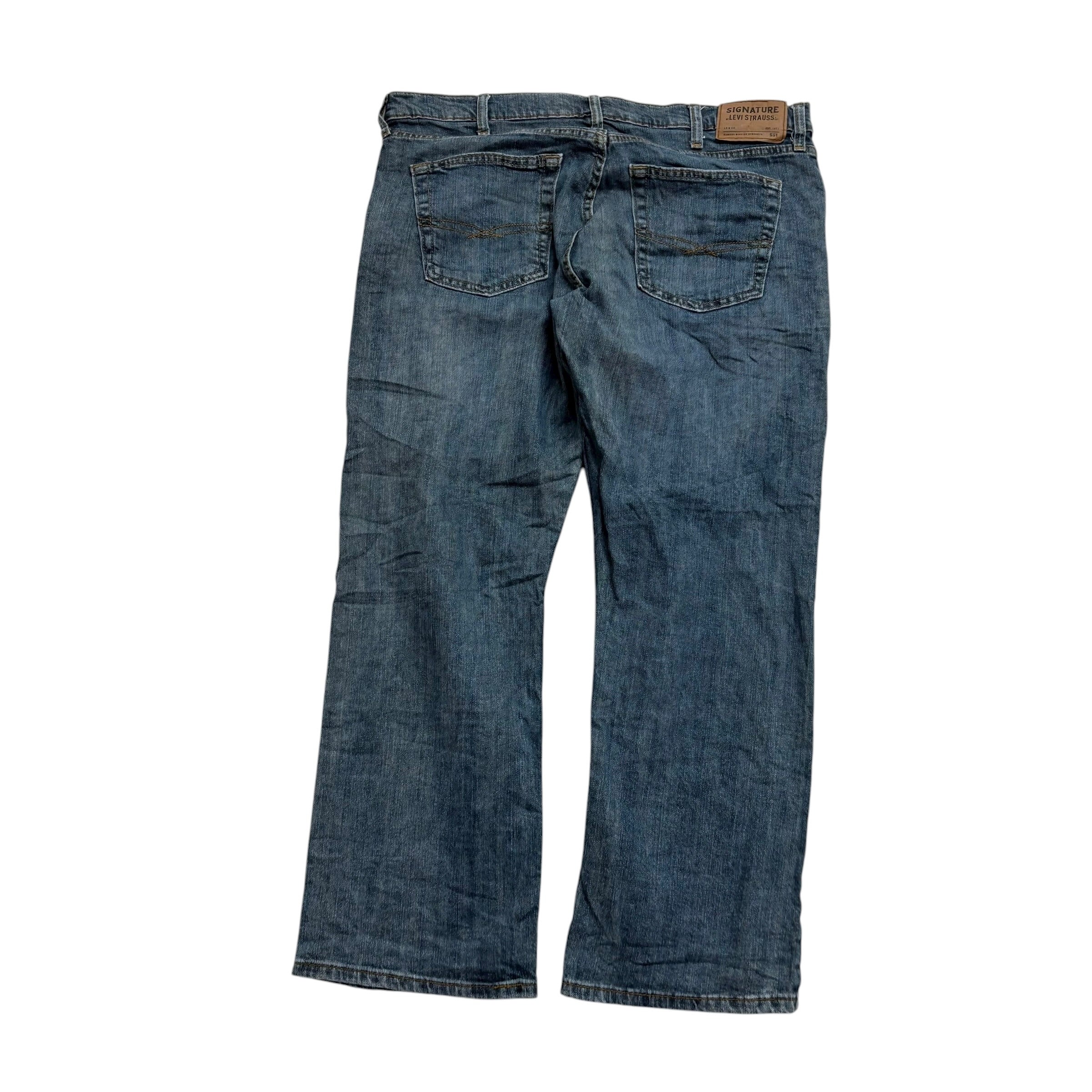 Levis Signature Jeans W38 L30 Mens Blue Relaxed Straight Fit Stretch Denim