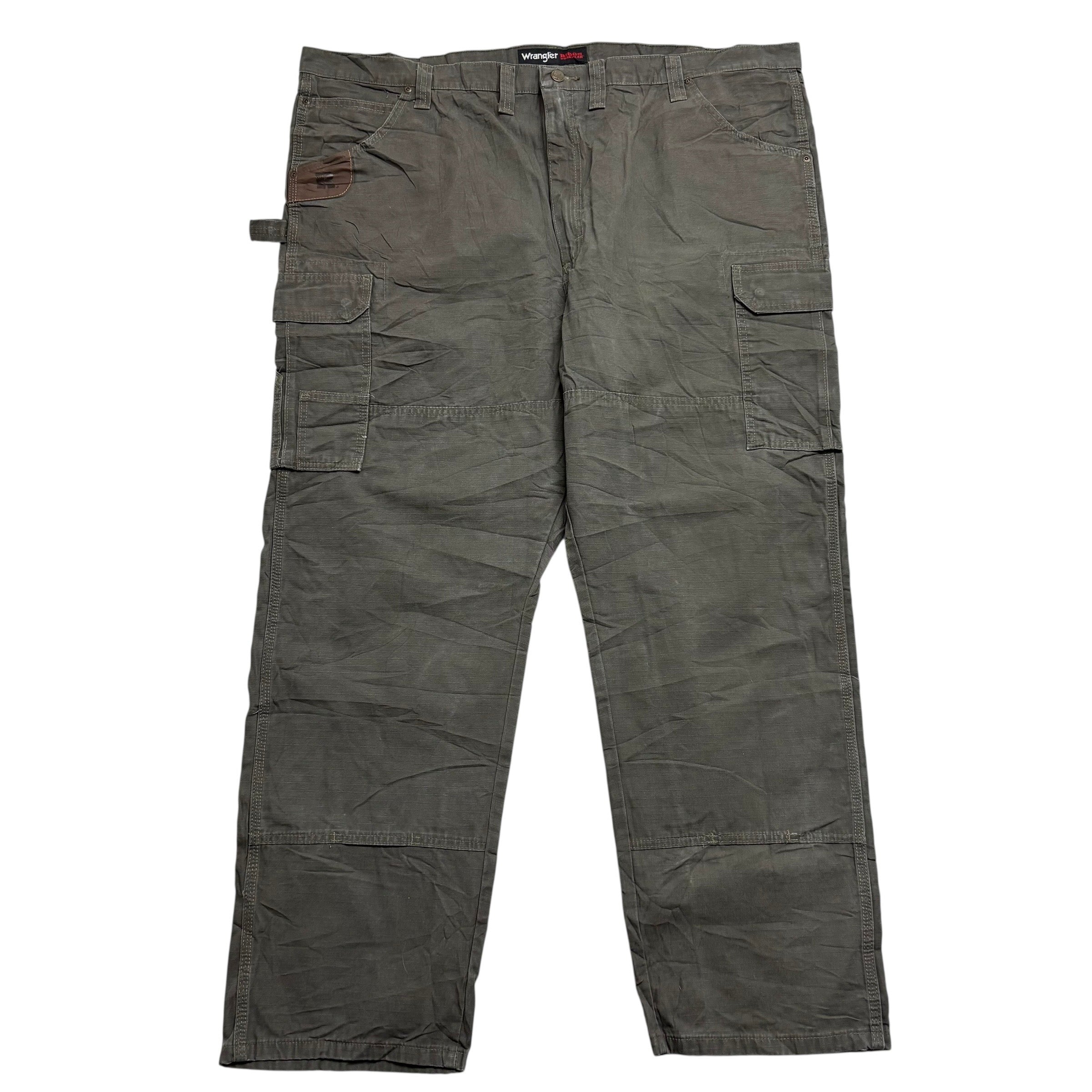 Wrangler Carpenter Pants W48 L32 Mens Green Relaxed Straight Fit Trousers (E)