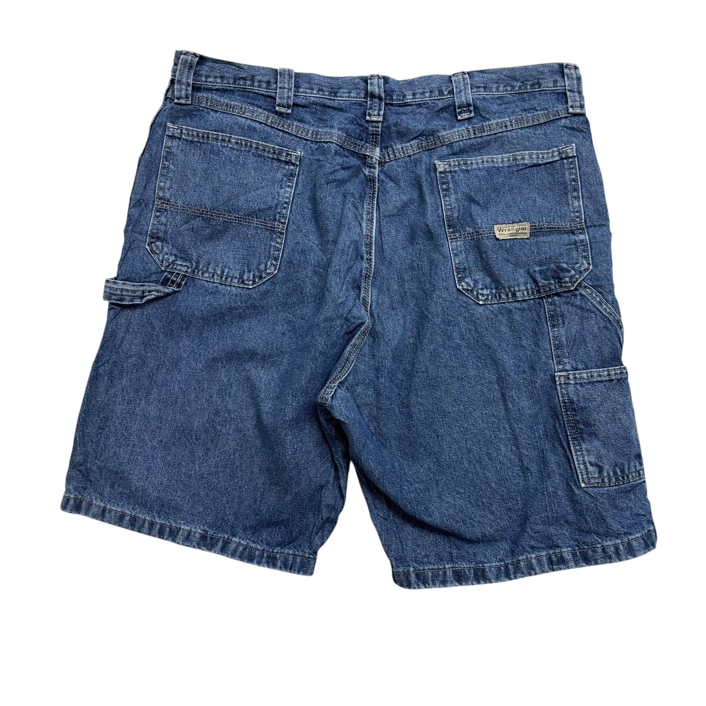 Wrangler Baggy Jorts W38 Mens Mid Blue Denim Shorts Relaxed Fit Carpenter (F)